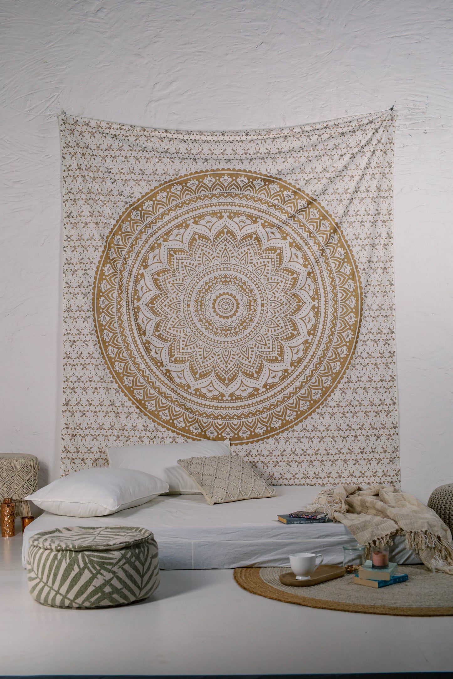 White and Gold Ombre Tapestry