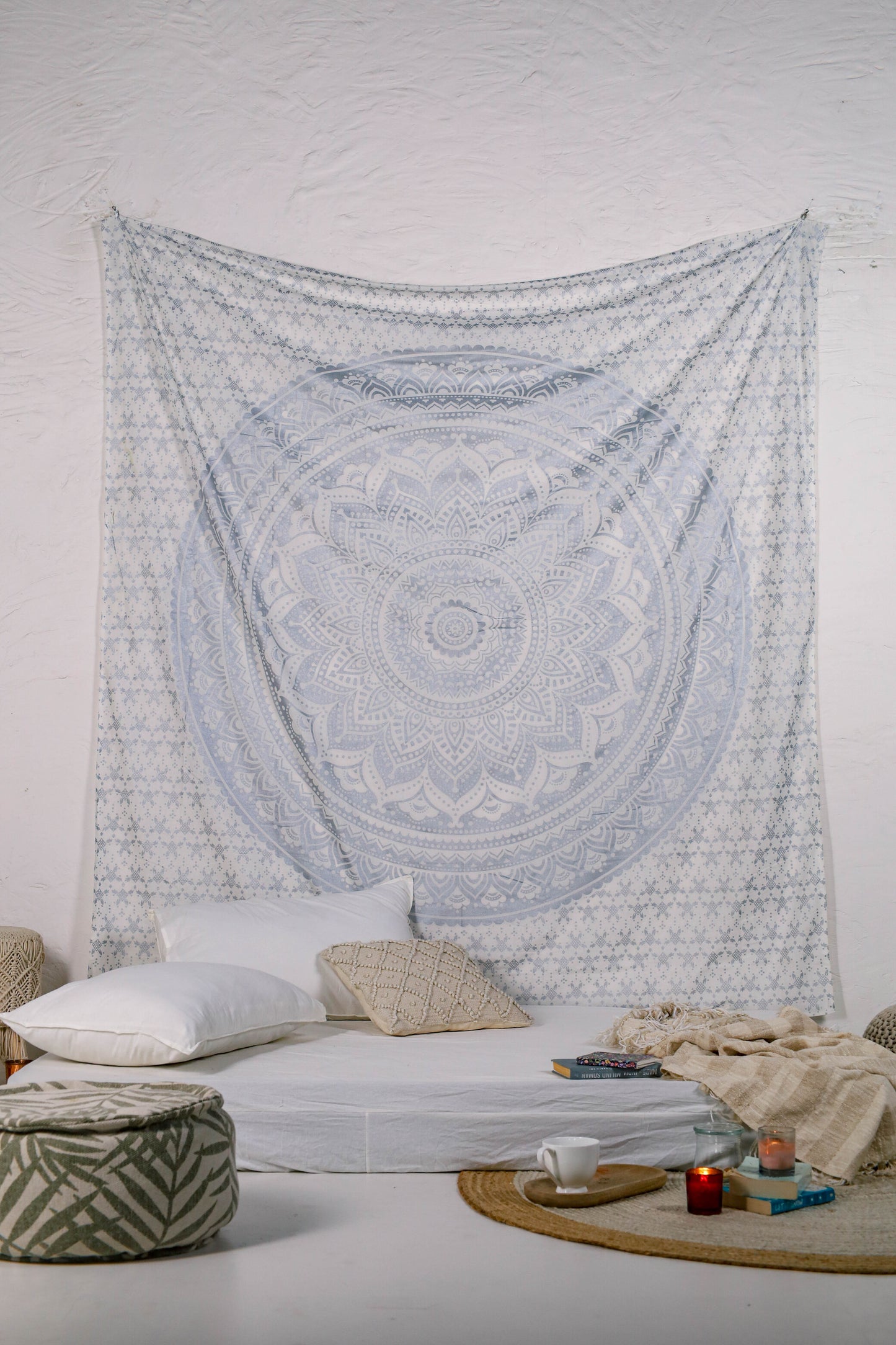 White and Ivory Ombre Tapestry