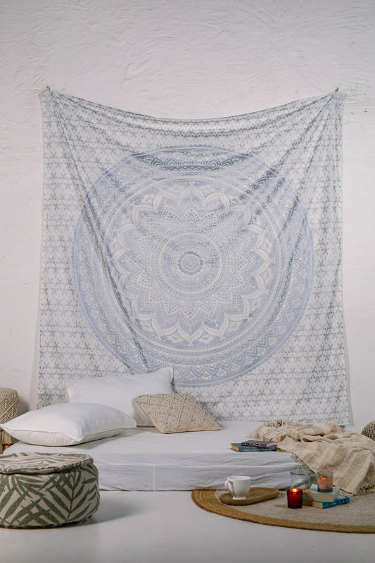 White and Ivory Ombre Tapestry