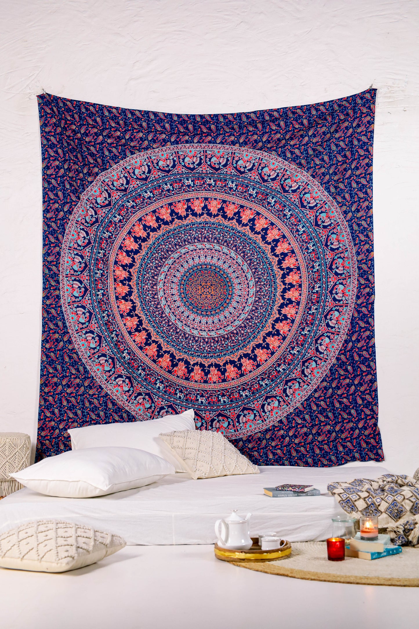 Purple Floral Mandala Ombre Tapestry