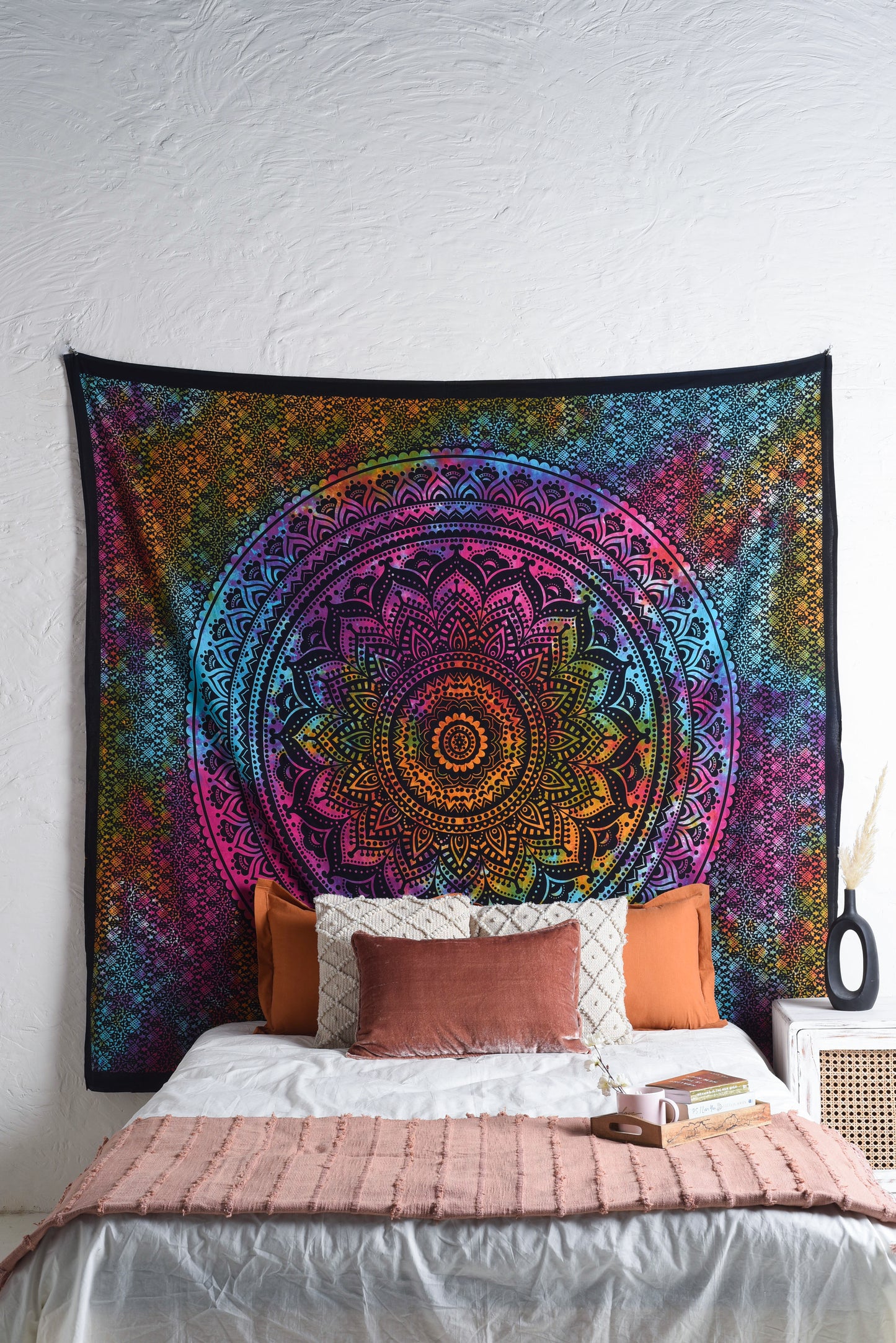 Psychedelic Lotus Mandala Ombre Tapestry