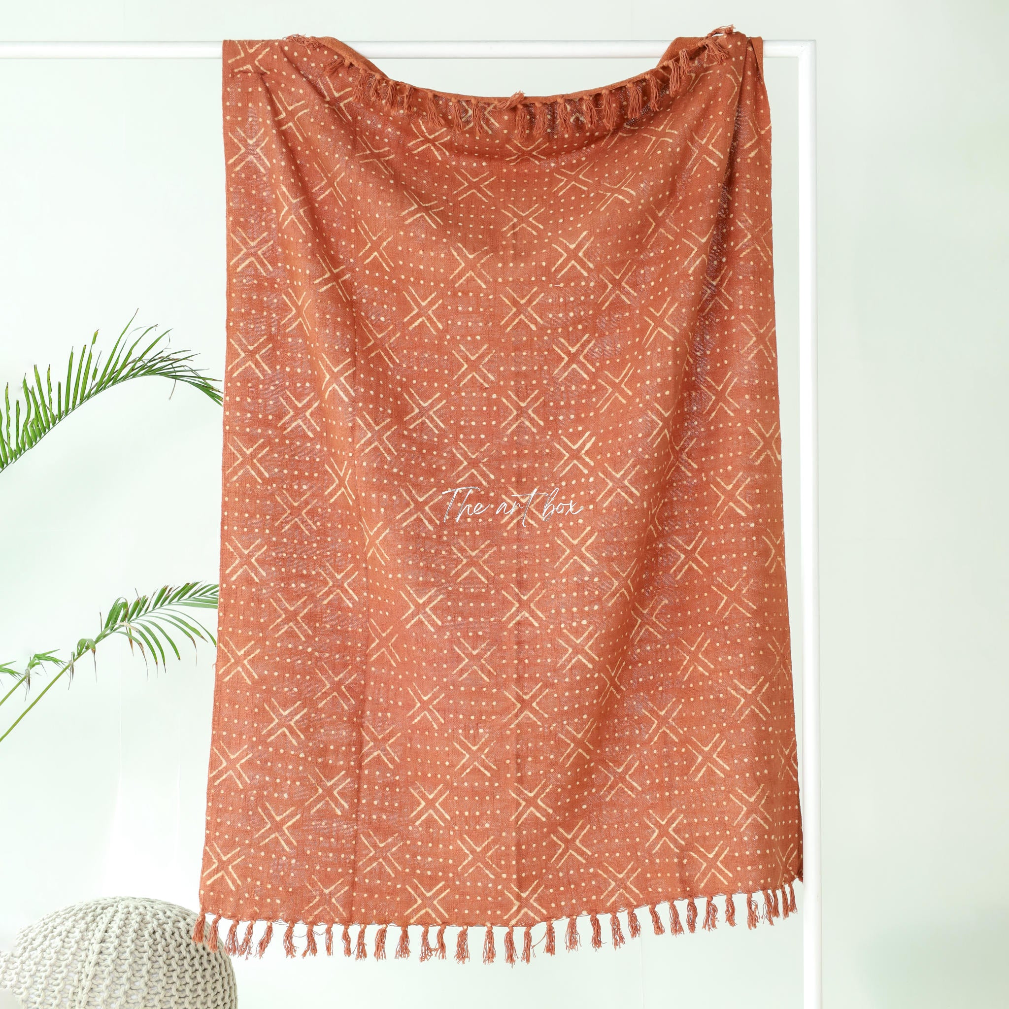 Orange Daabu Print Throw