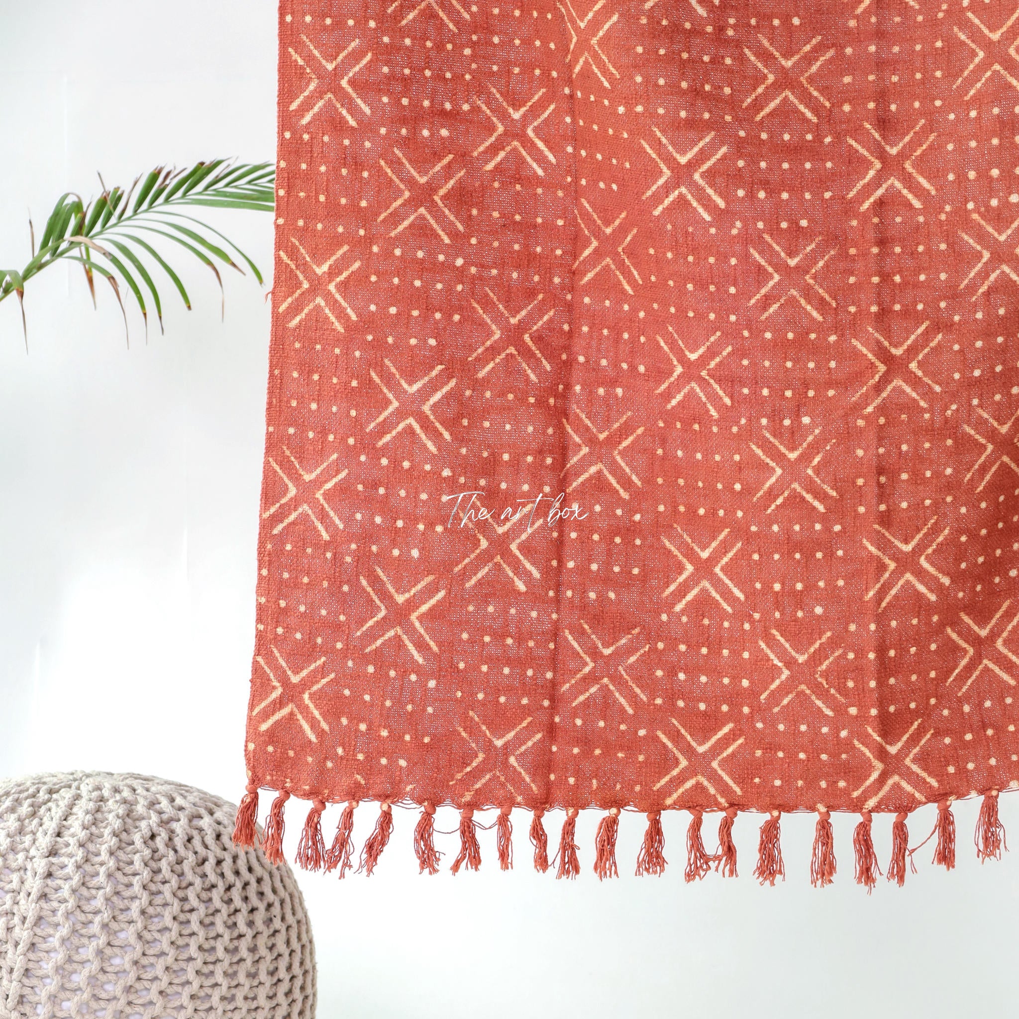 Orange Daabu Print Throw