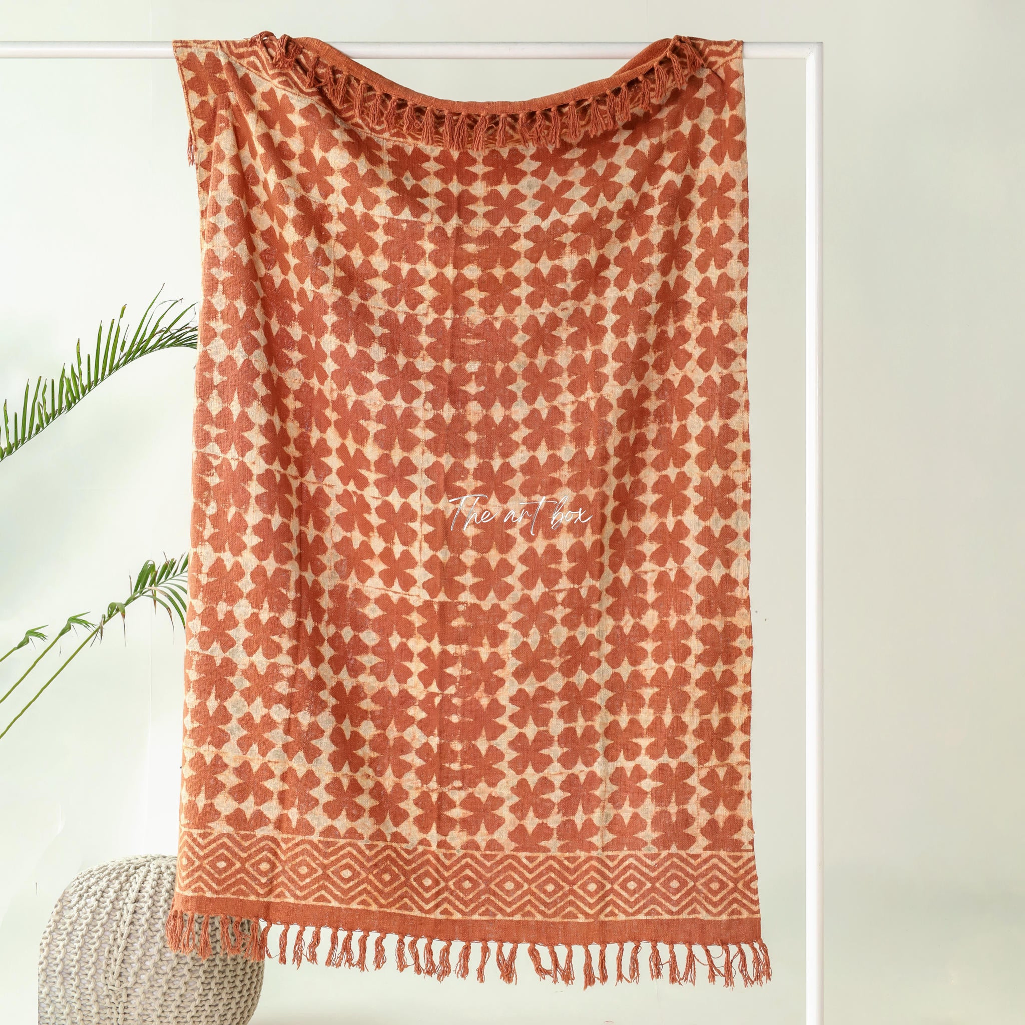 Indigo Rug Orange Daabu Print Throw