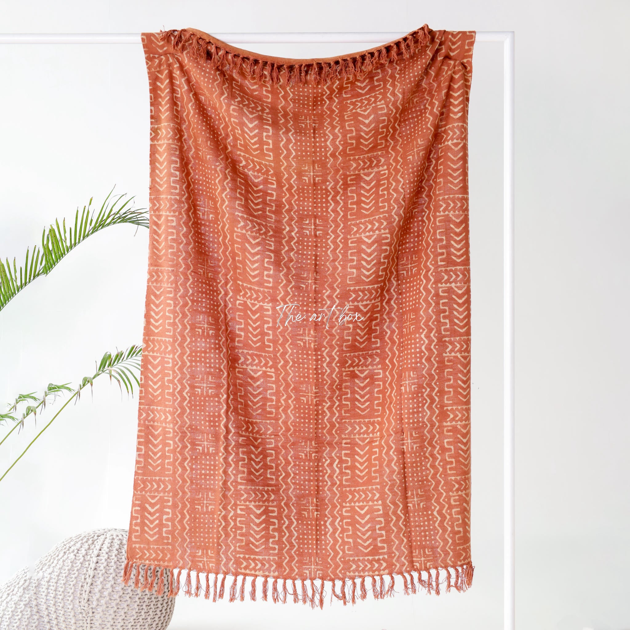 Rust Orange Daabu Print Throw