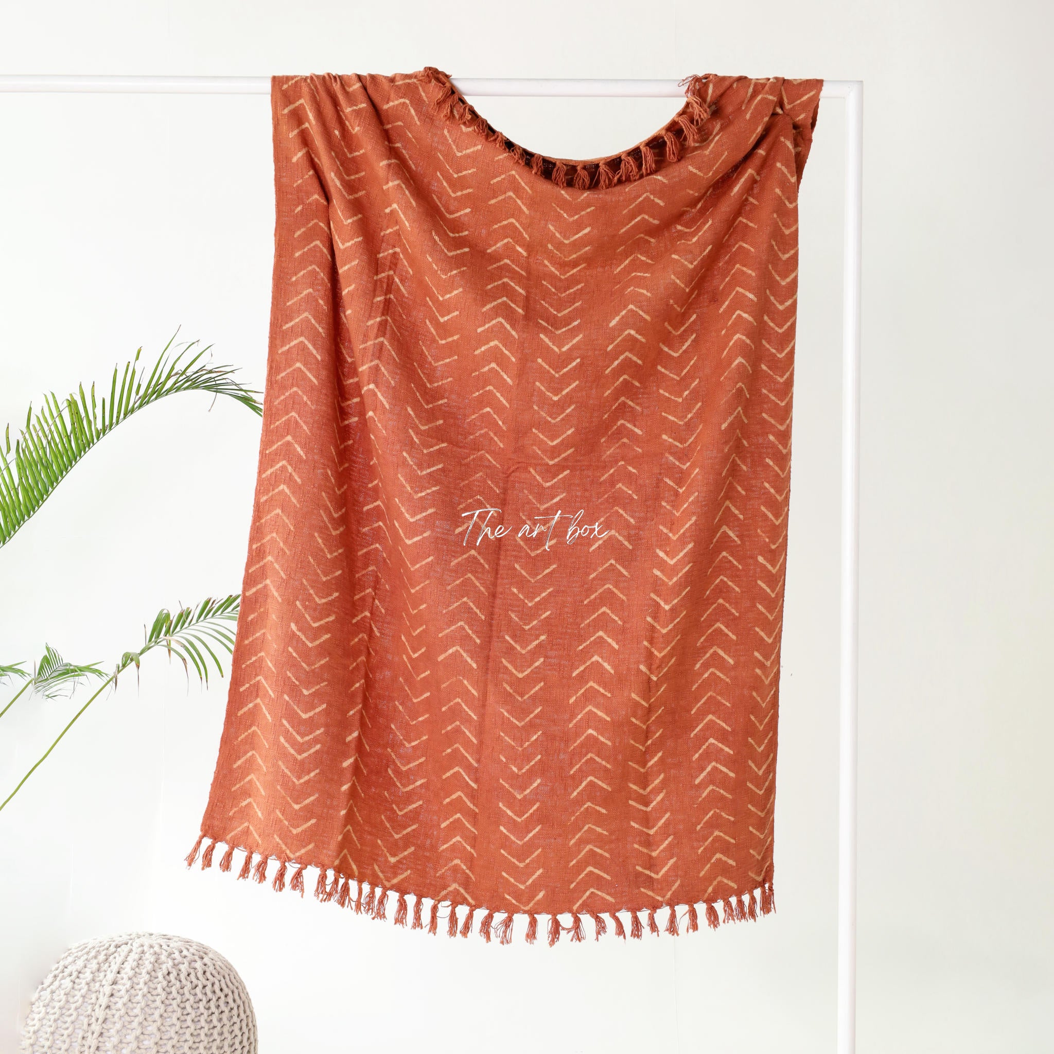 Mud Cloth Orange Daabu Print Throw