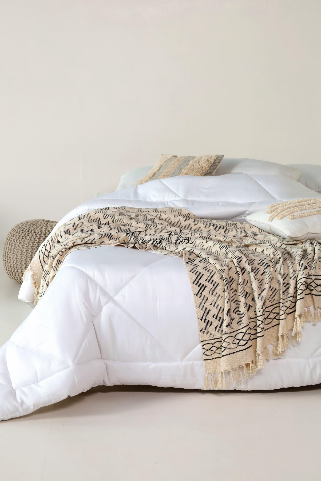 Crepe Georgette Oatmeal Pigment Print Throw