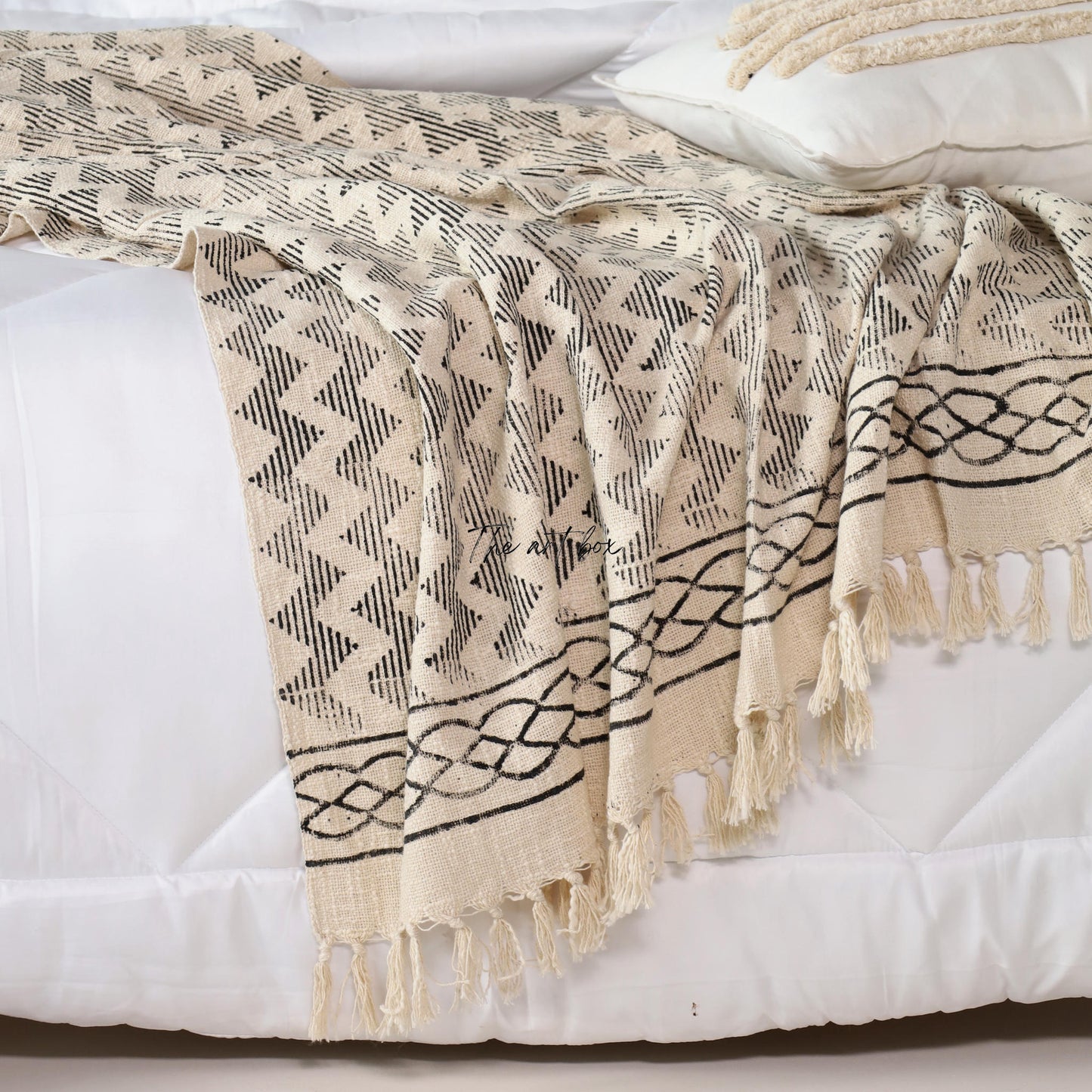 Crepe Georgette Oatmeal Pigment Print Throw