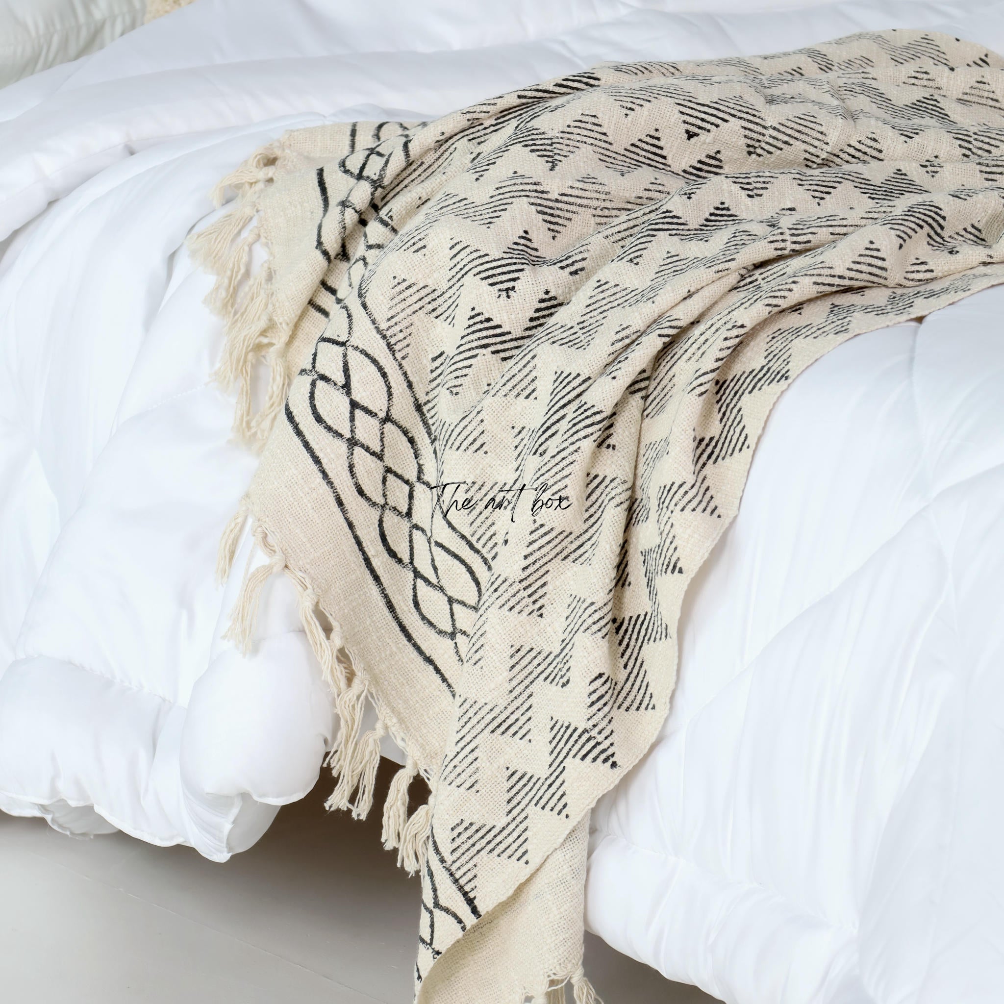 Crepe Georgette Oatmeal Pigment Print Throw