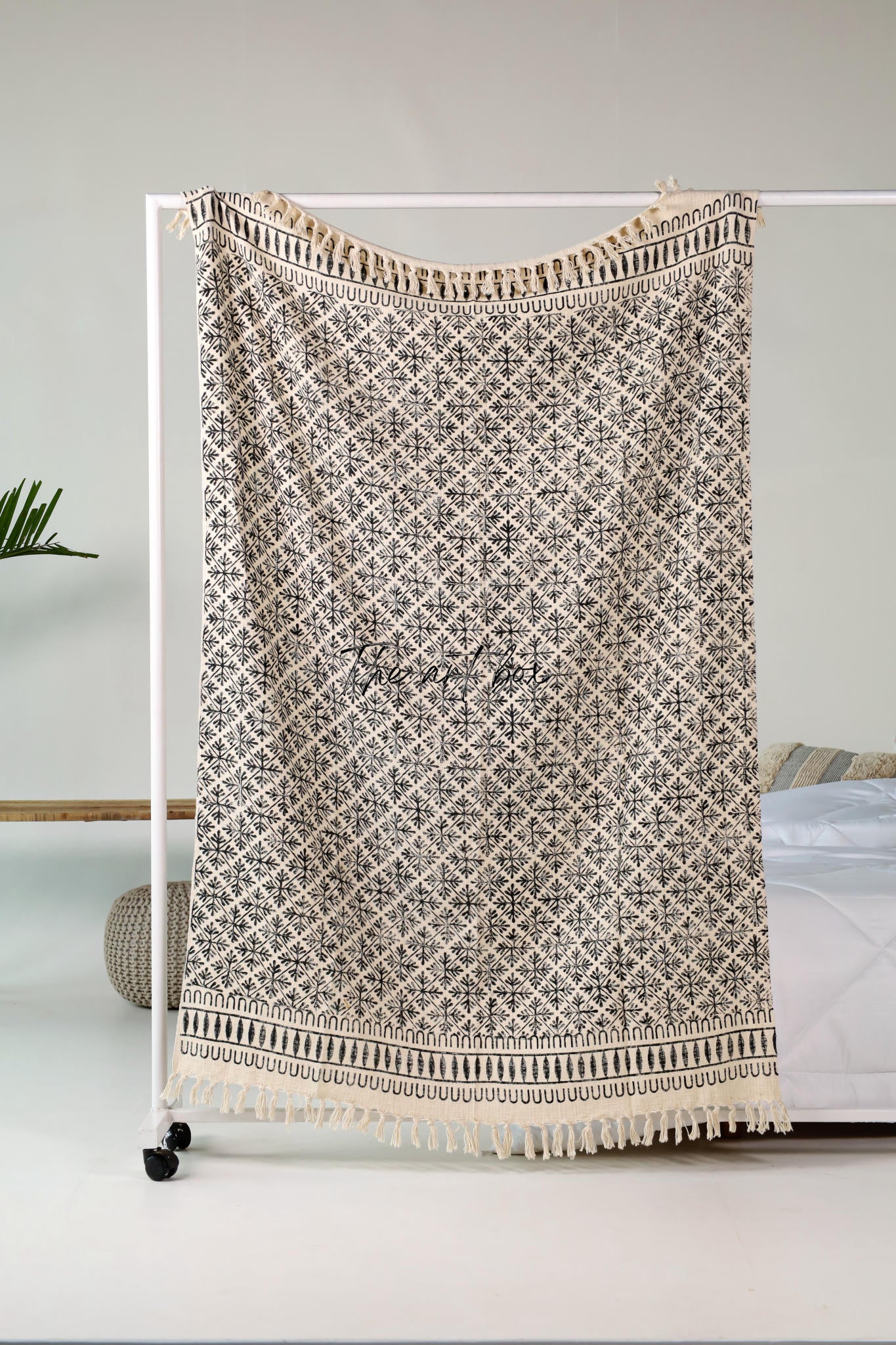 Floral Geometric Pigment Print Throw