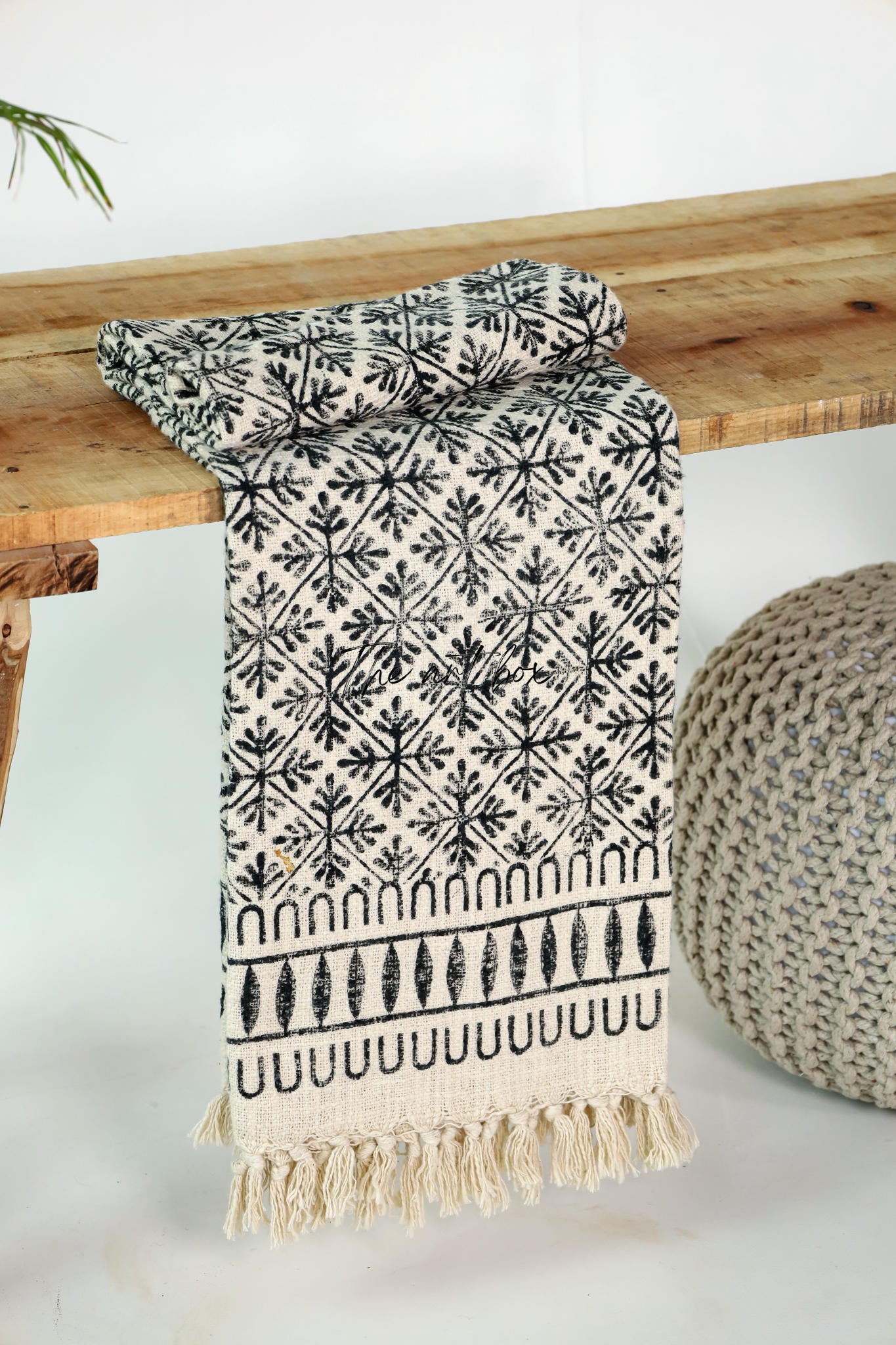 Floral Geometric Pigment Print Throw