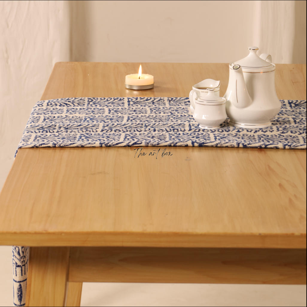 Beige Printed Cotton Table Runner