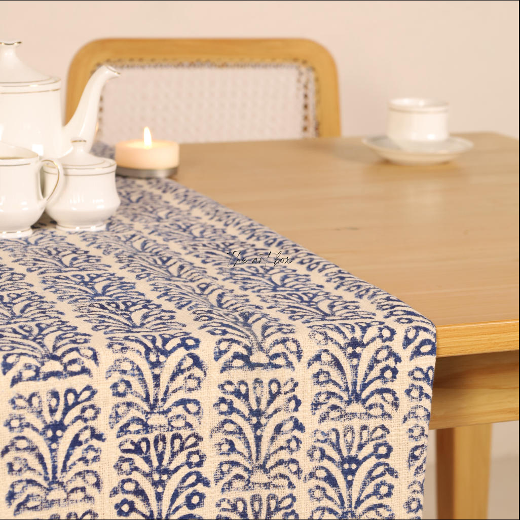 Beige Printed Cotton Table Runner