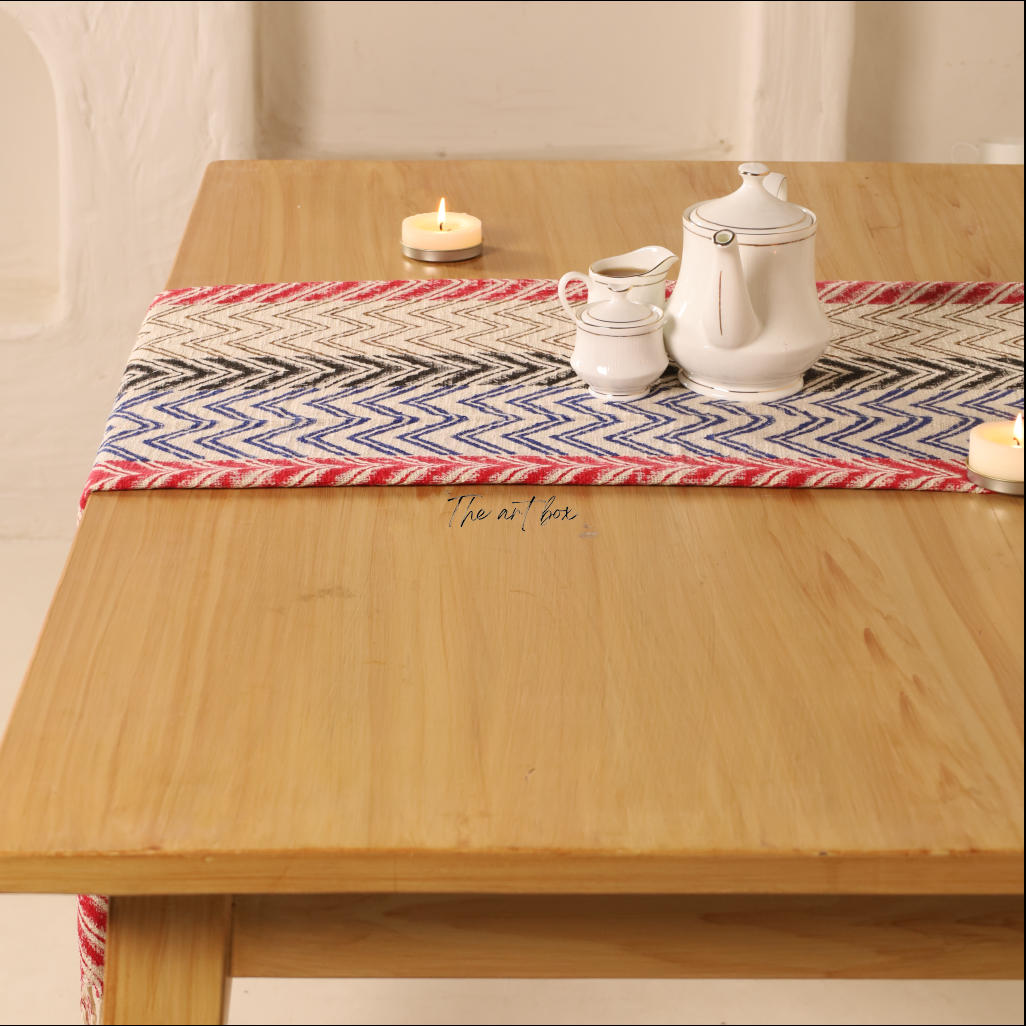 Beige Printed Cotton Table Runner