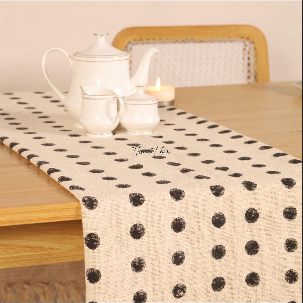 Beige Printed Cotton Table Runner