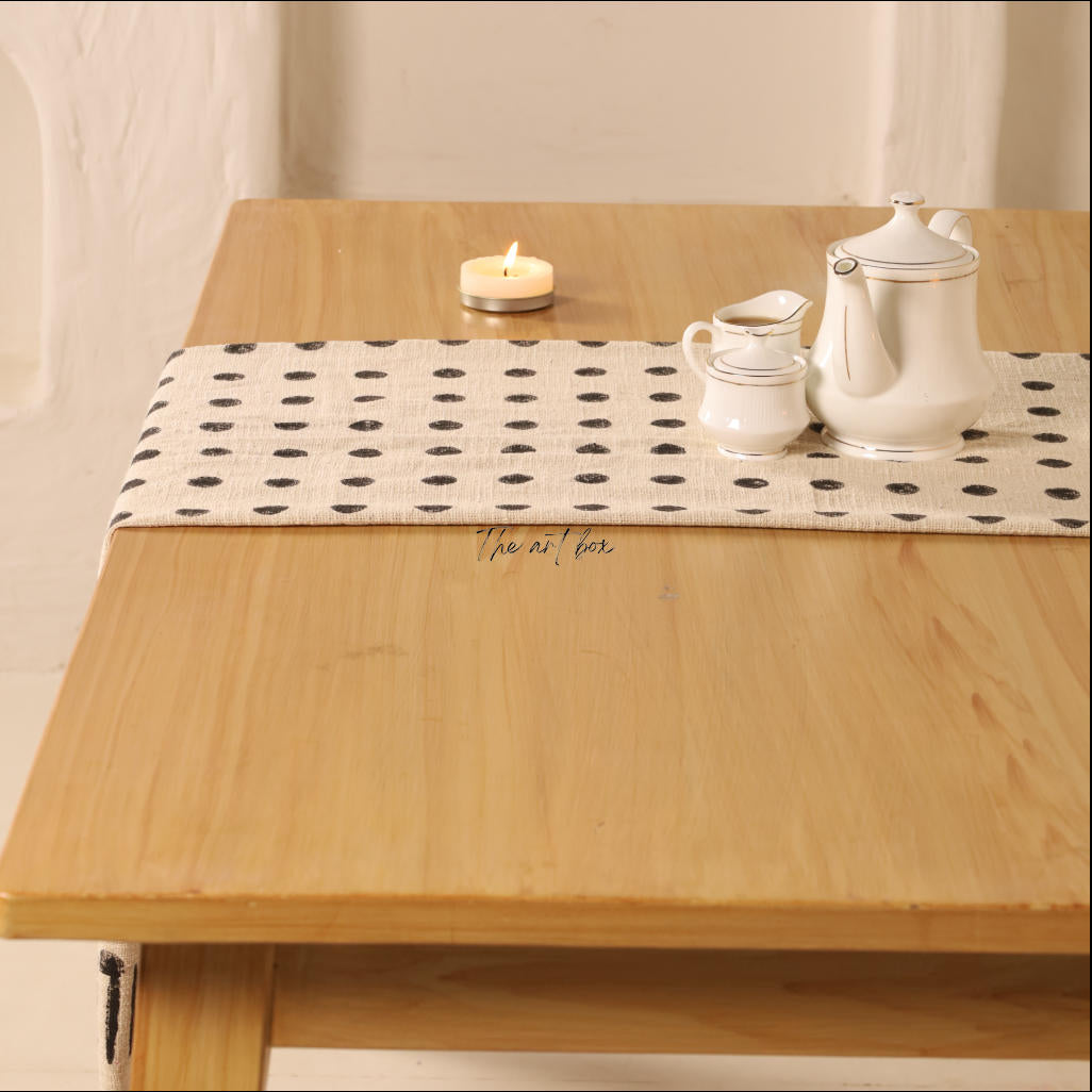 Beige Printed Cotton Table Runner