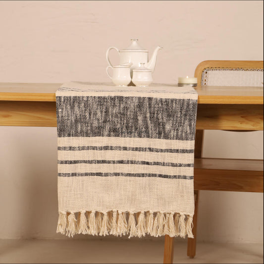 Beige Printed Cotton Table Runner