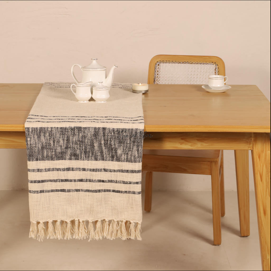 Beige Printed Cotton Table Runner