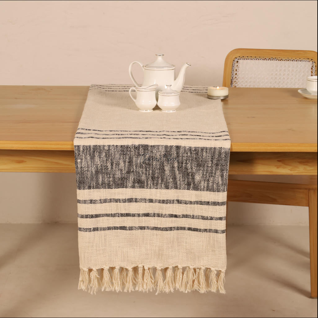 Beige Printed Cotton Table Runner