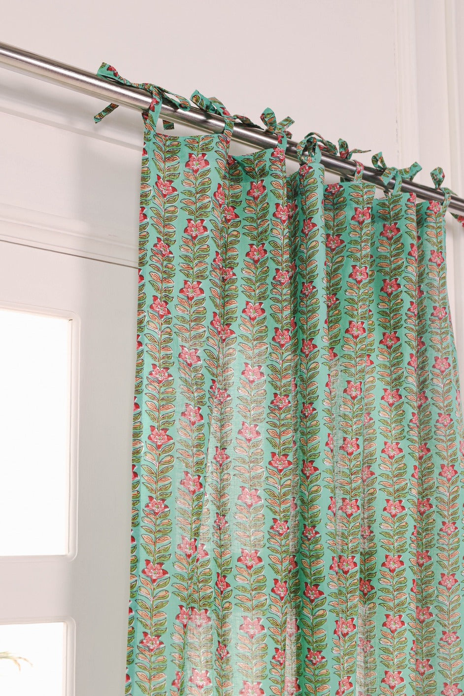 Green Ditsy Floral Printed Curtain