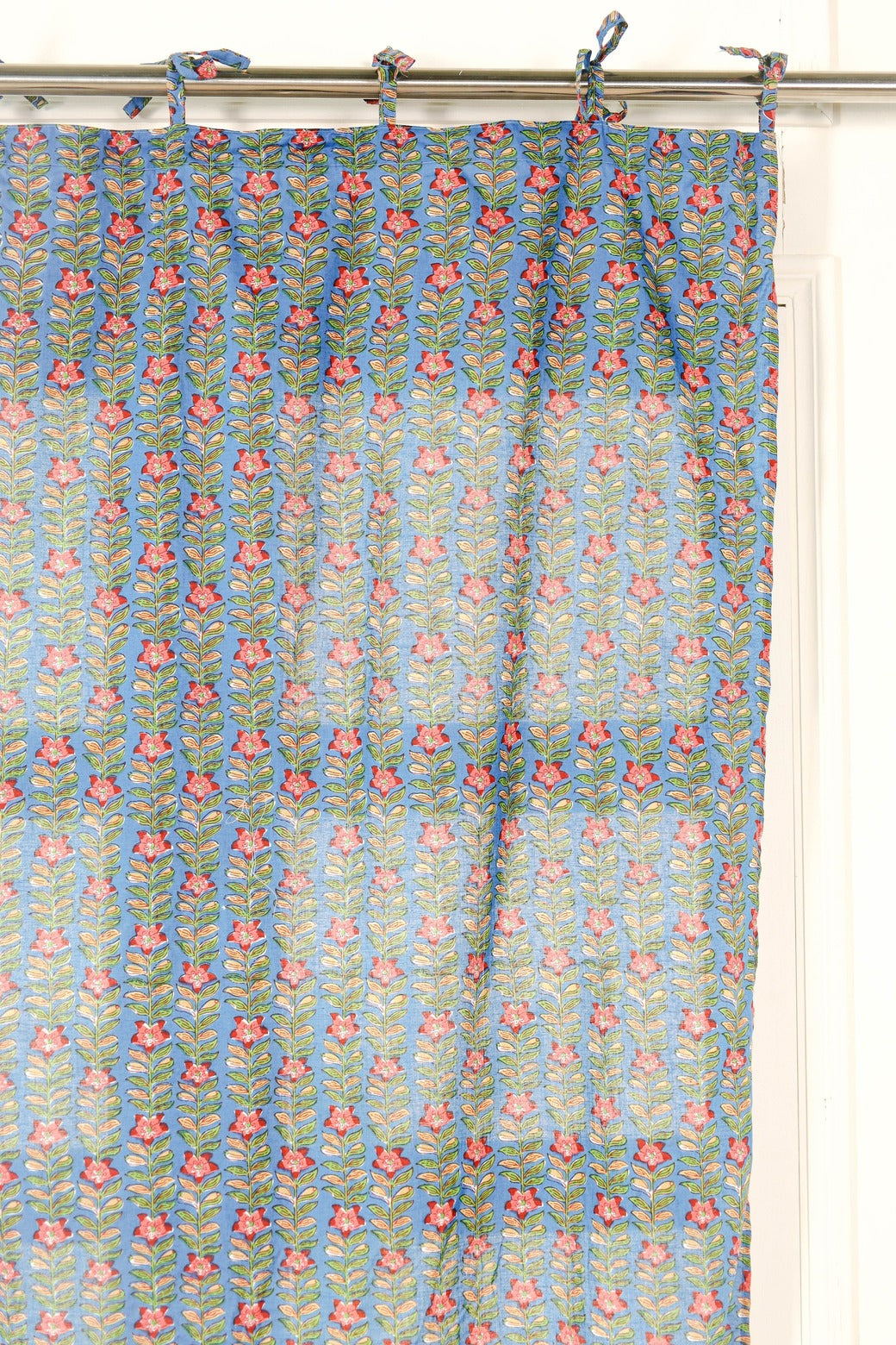 Deep Blue Ditsy Floral Printed Curtain 1 Panel Set