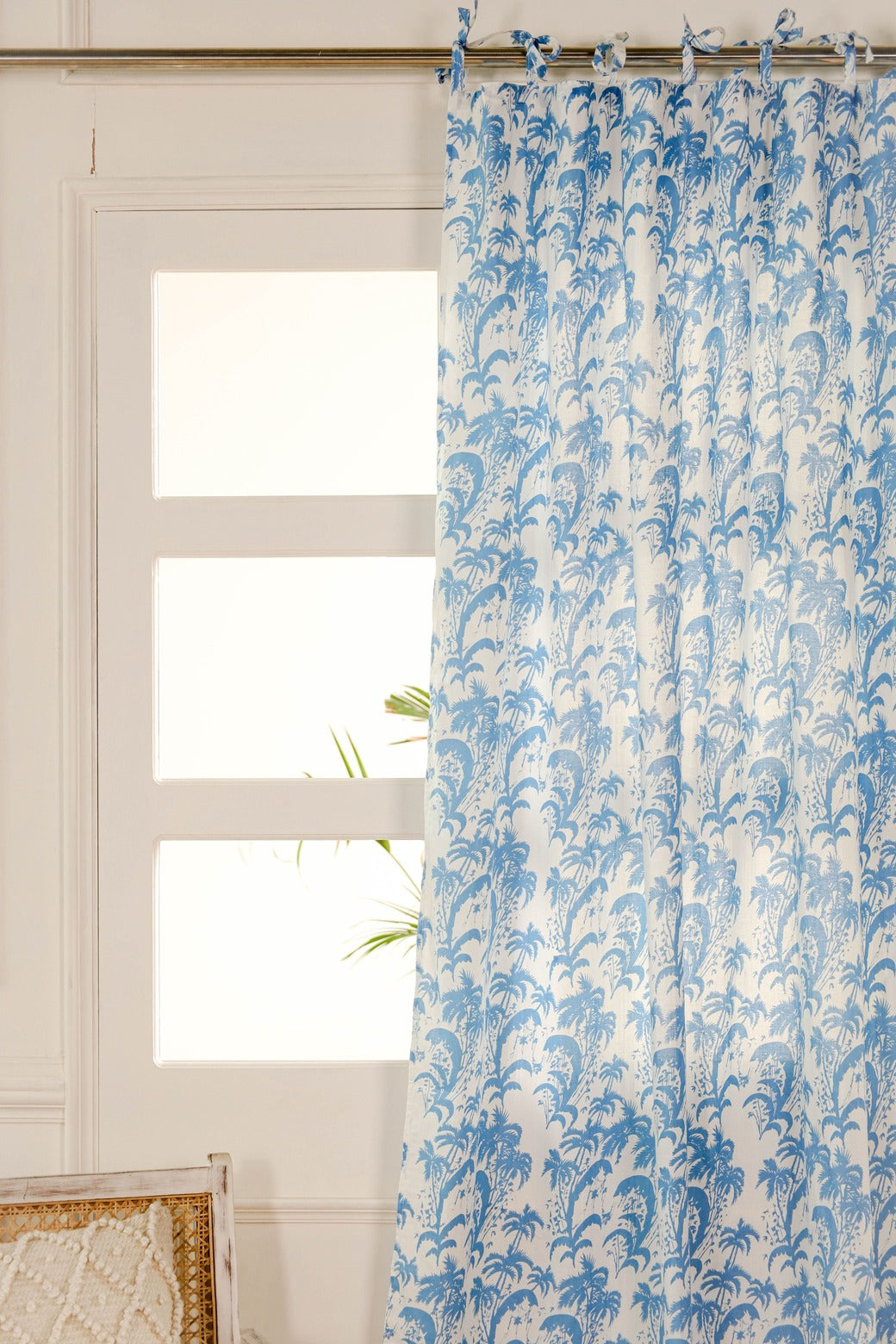 Beautiful Blue Floral Printed Curtain - 1 Panel set