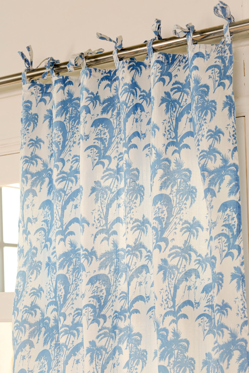 Beautiful Blue Floral Printed Curtain - 1 Panel set