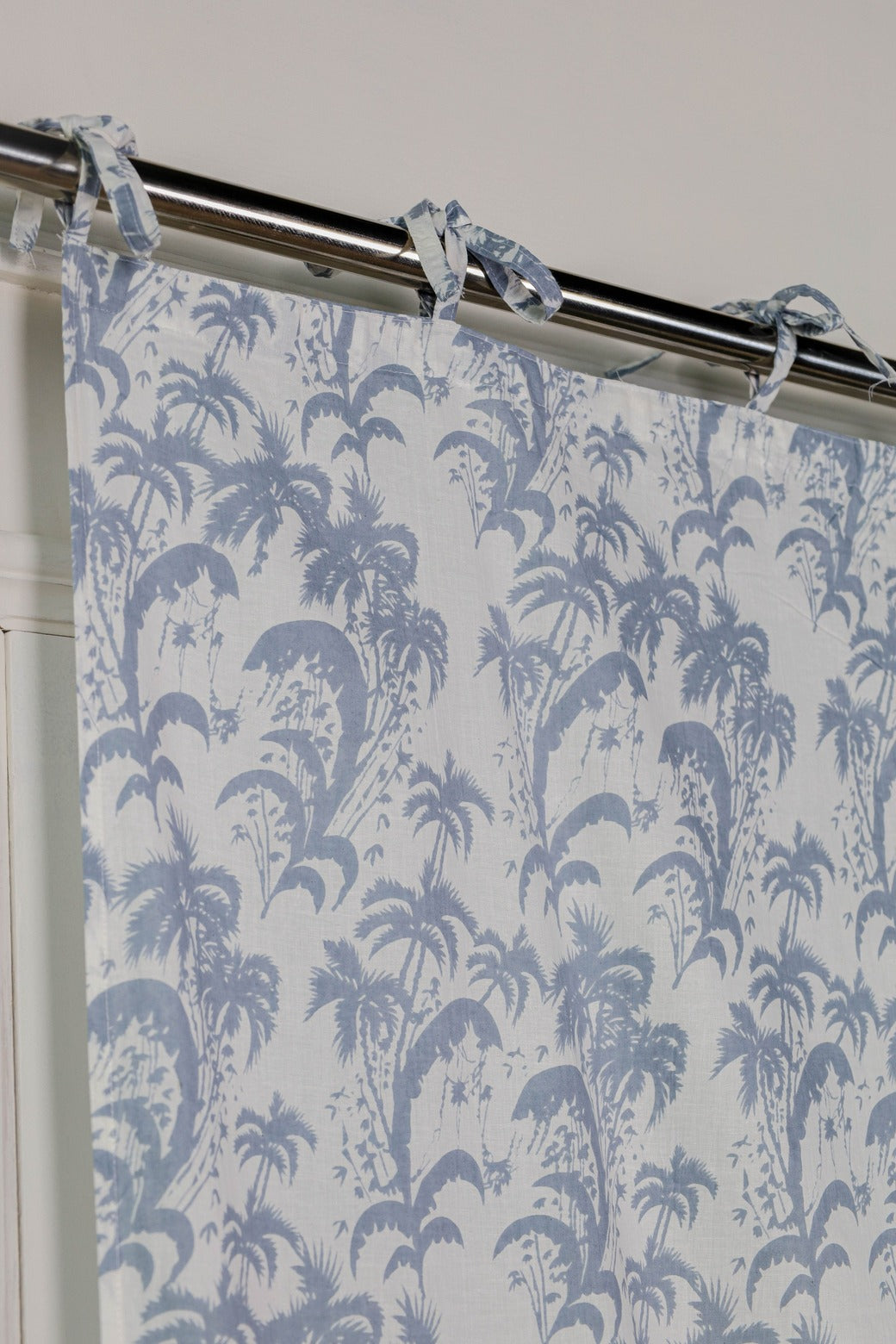 Sky Blue Floral Printed Curtain - 1 Panel Set