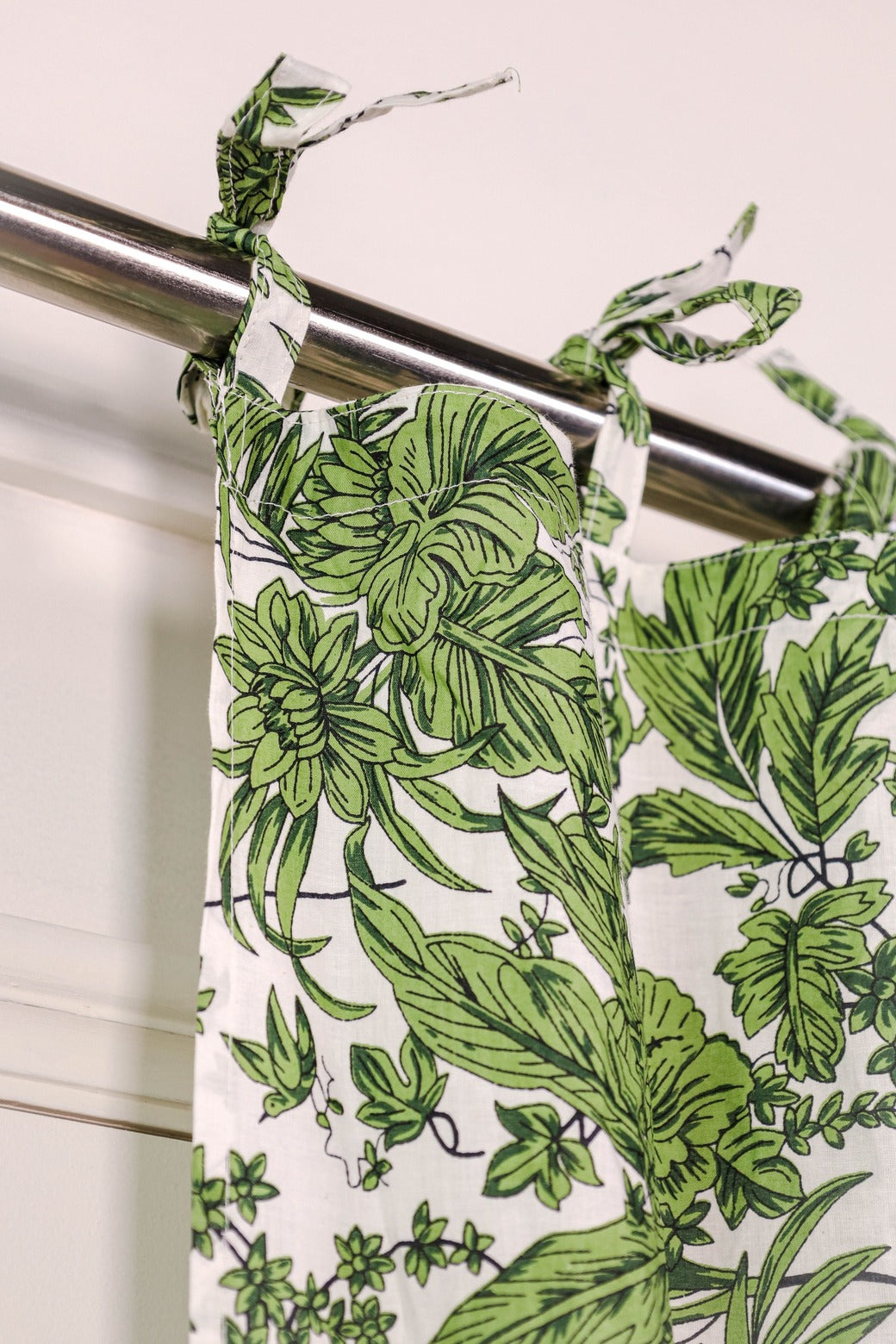 Green Floral Printed Curtain 1 Panel Set