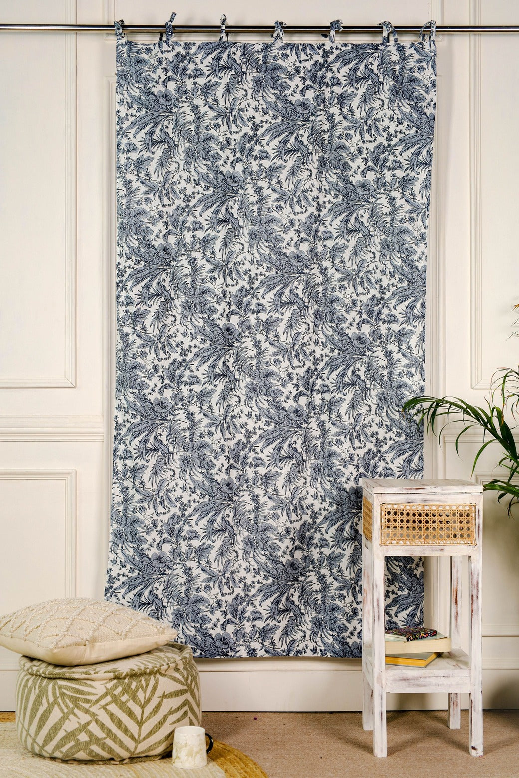 Handmade Light Floral Printed Curtain 1 Panel Set