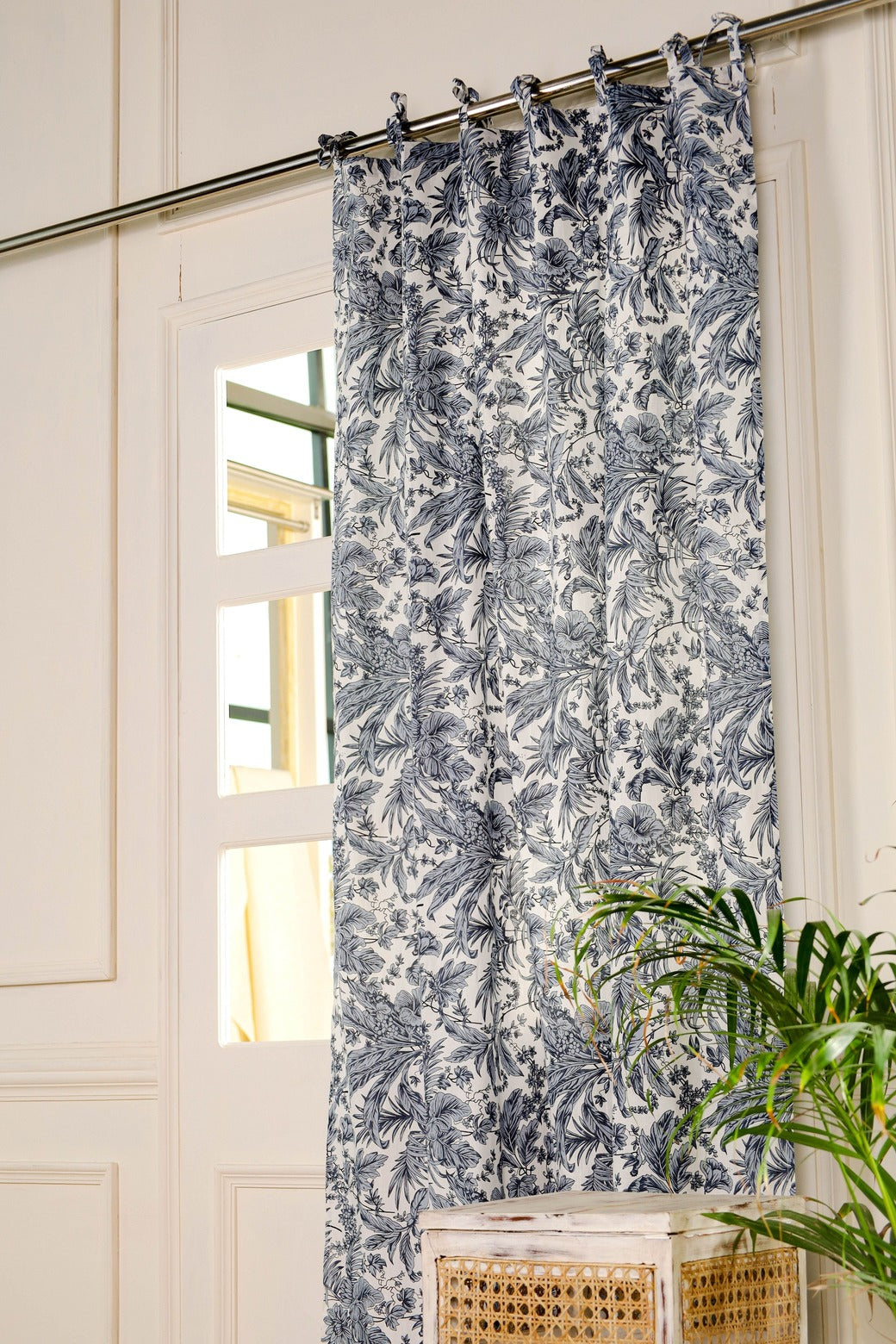 Handmade Light Floral Printed Curtain 1 Panel Set