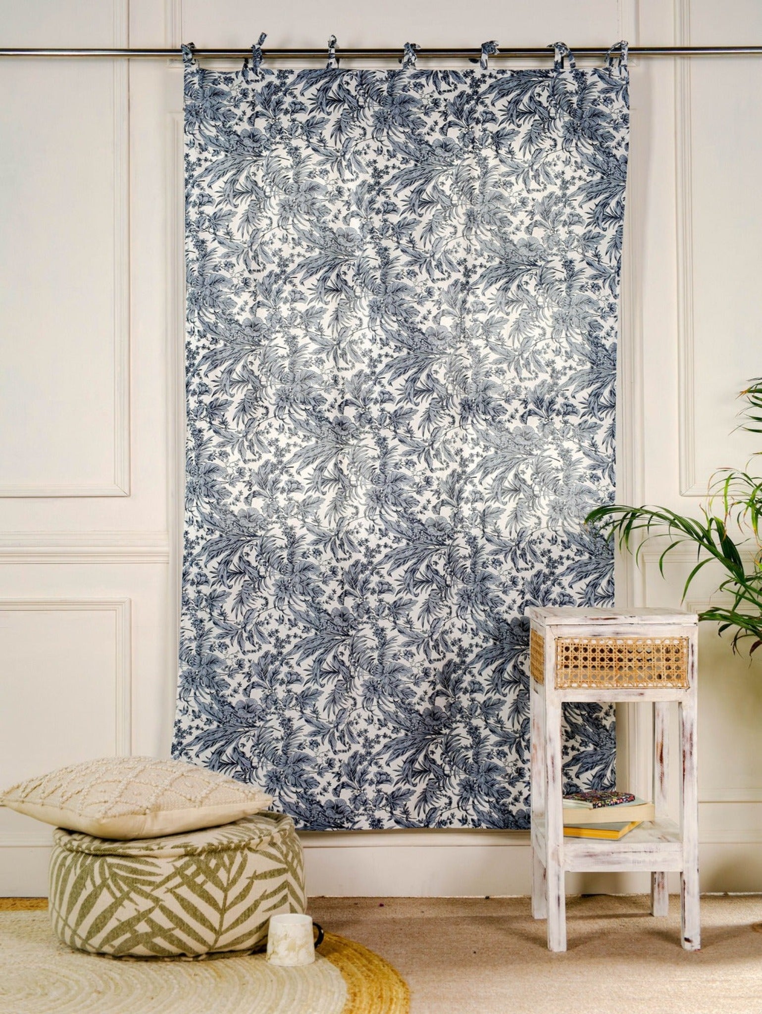 Handmade Light Floral Printed Curtain 1 Panel Set