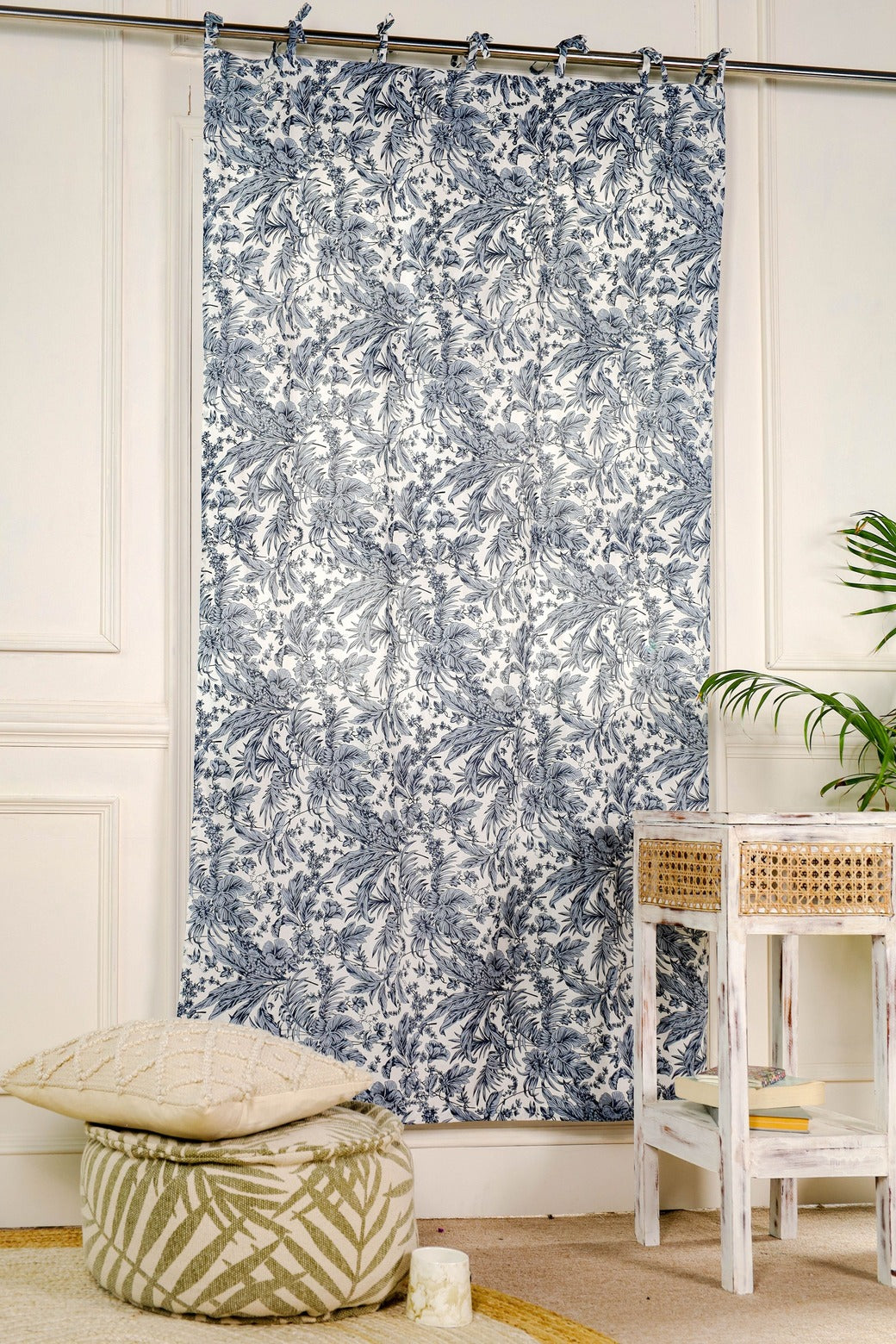 Handmade Light Floral Printed Curtain 1 Panel Set