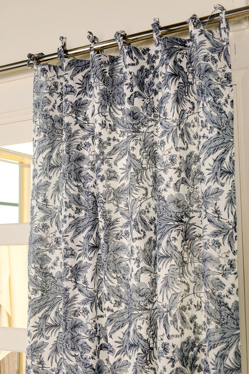 Handmade Light Floral Printed Curtain 1 Panel Set