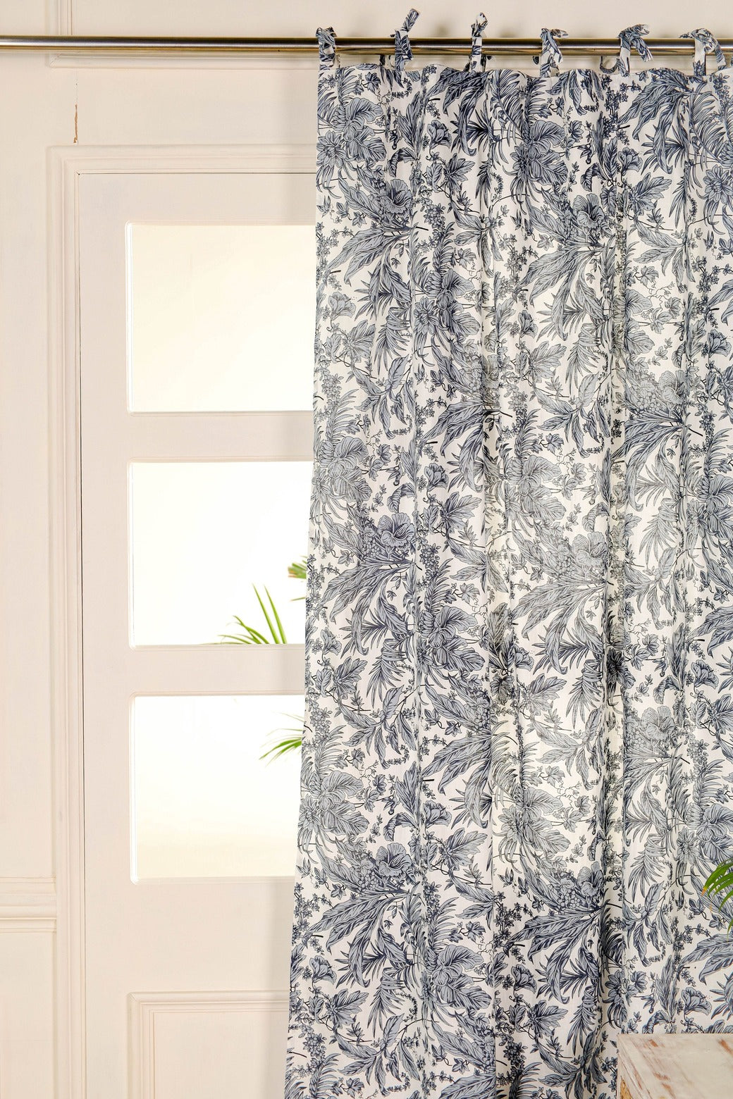 Handmade Light Floral Printed Curtain 1 Panel Set