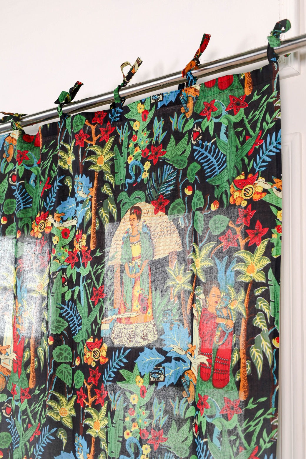 Black Frida Khalo Printed Curtain - 1 Panel Set