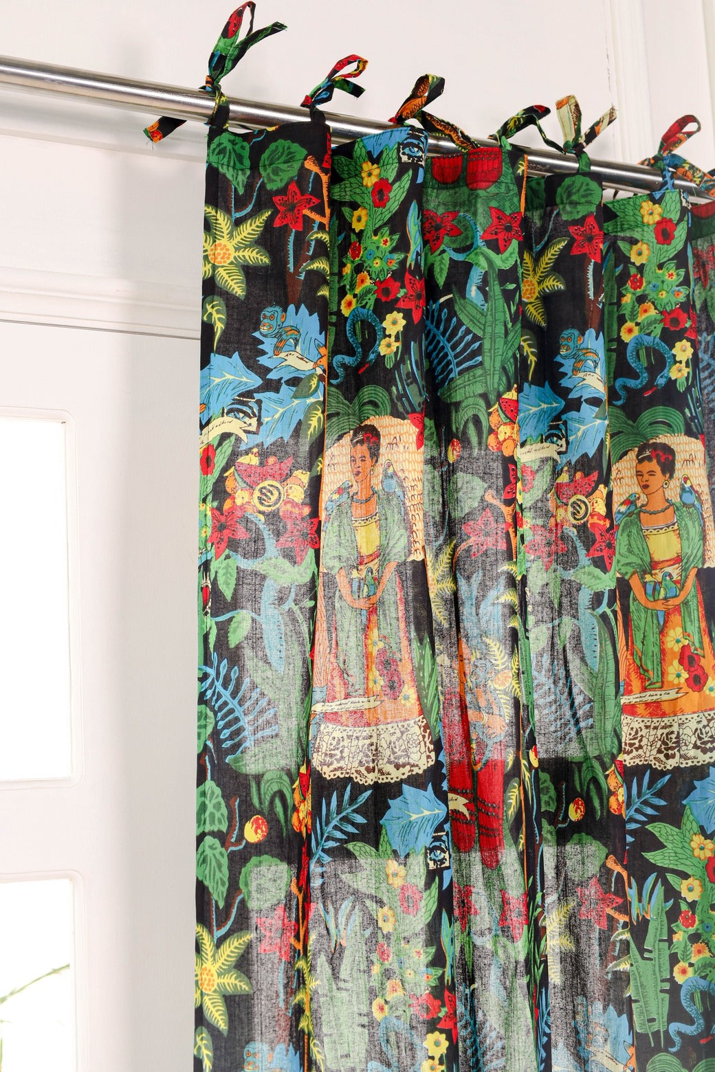 Black Frida Khalo Printed Curtain - 1 Panel Set