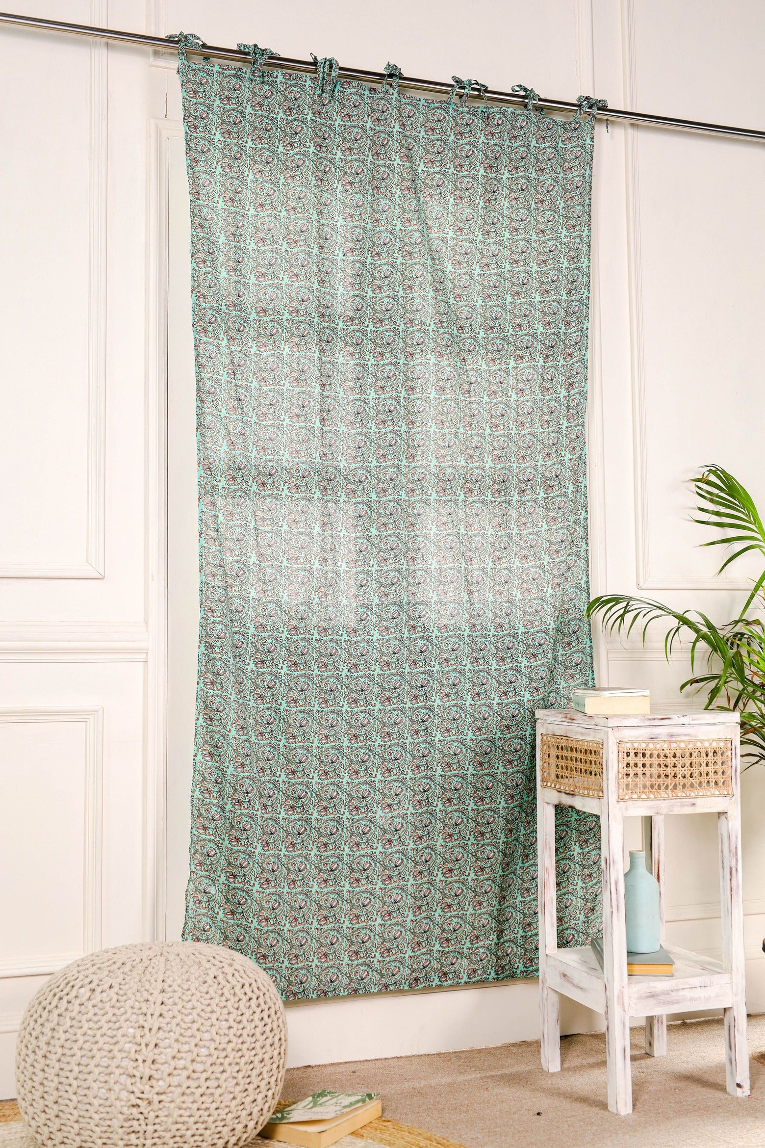 Mallow Floral Printed Curtain 1 Panel Set