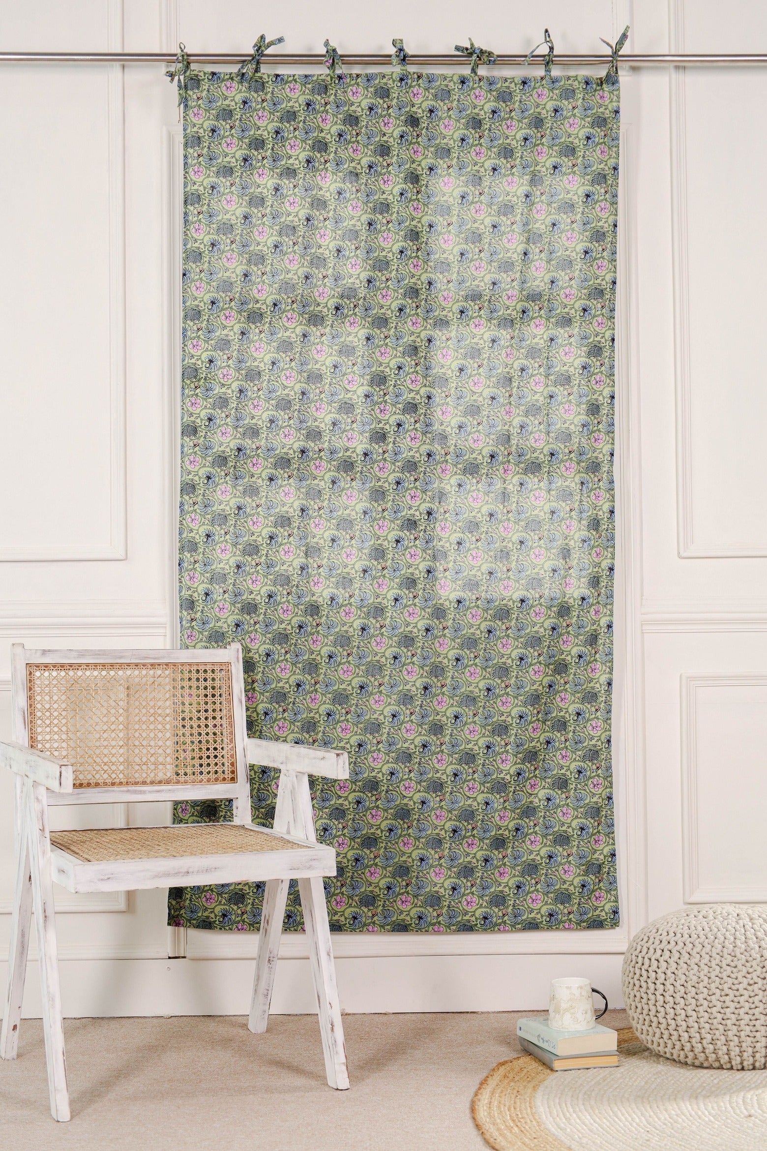 Sheer Floral Printed Curtain - 1 Panel Set