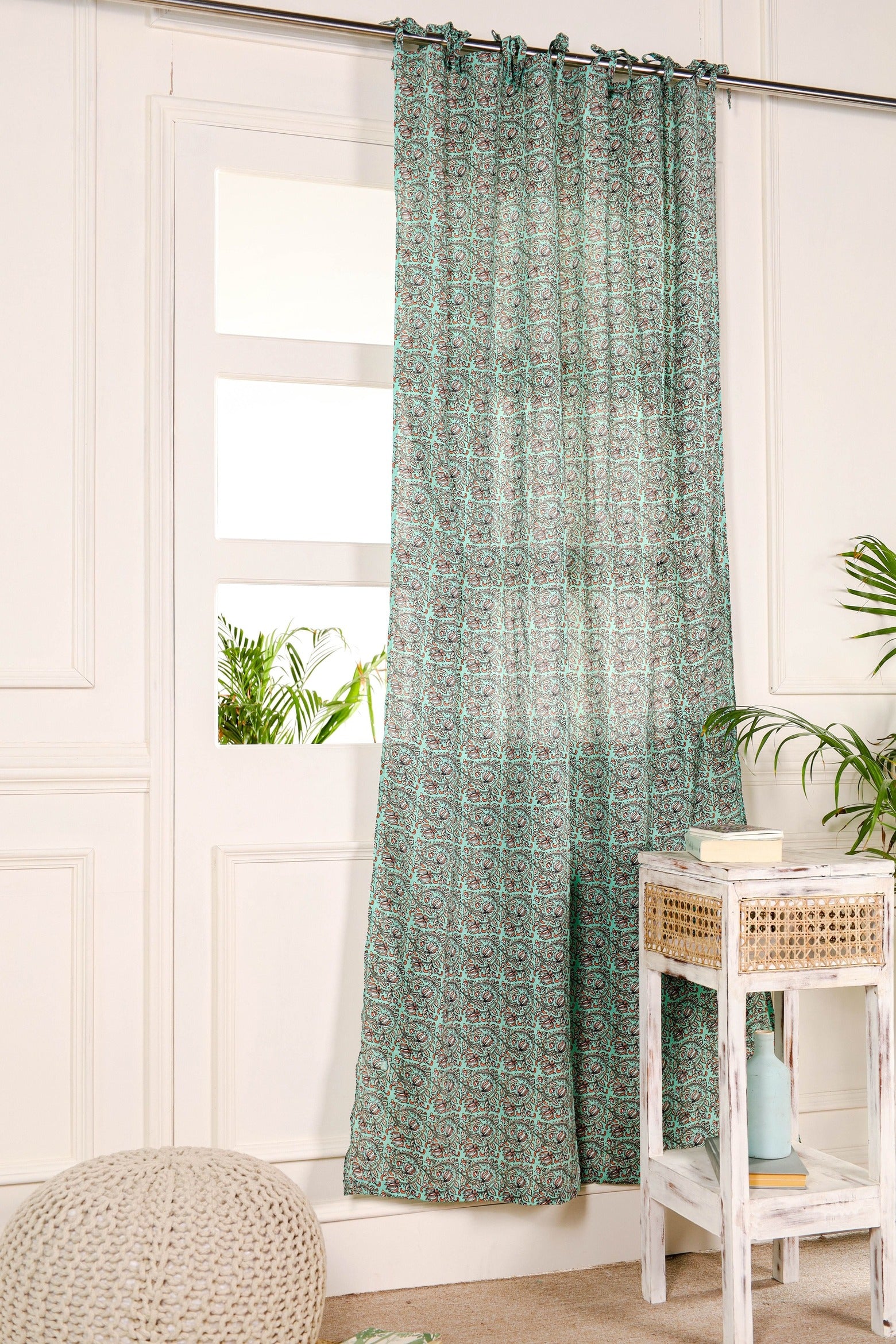 Mallow Floral Printed Curtain 1 Panel Set