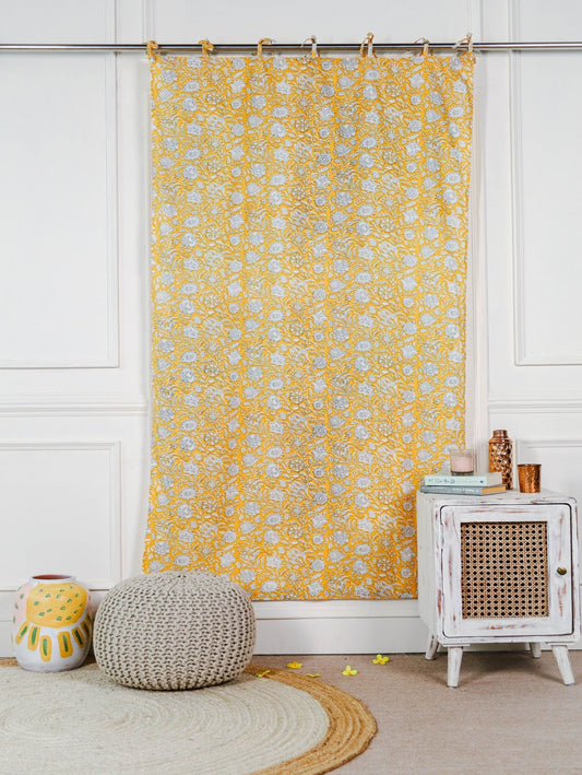 Yellow Sunshine Printed Curtain  - 1 Panel set