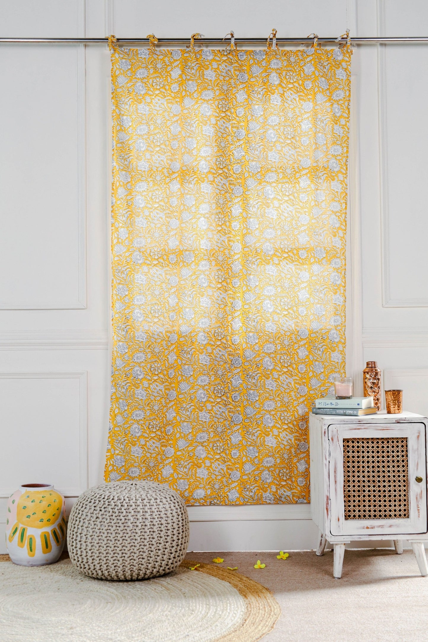 Yellow Sunshine Printed Curtain  - 1 Panel set