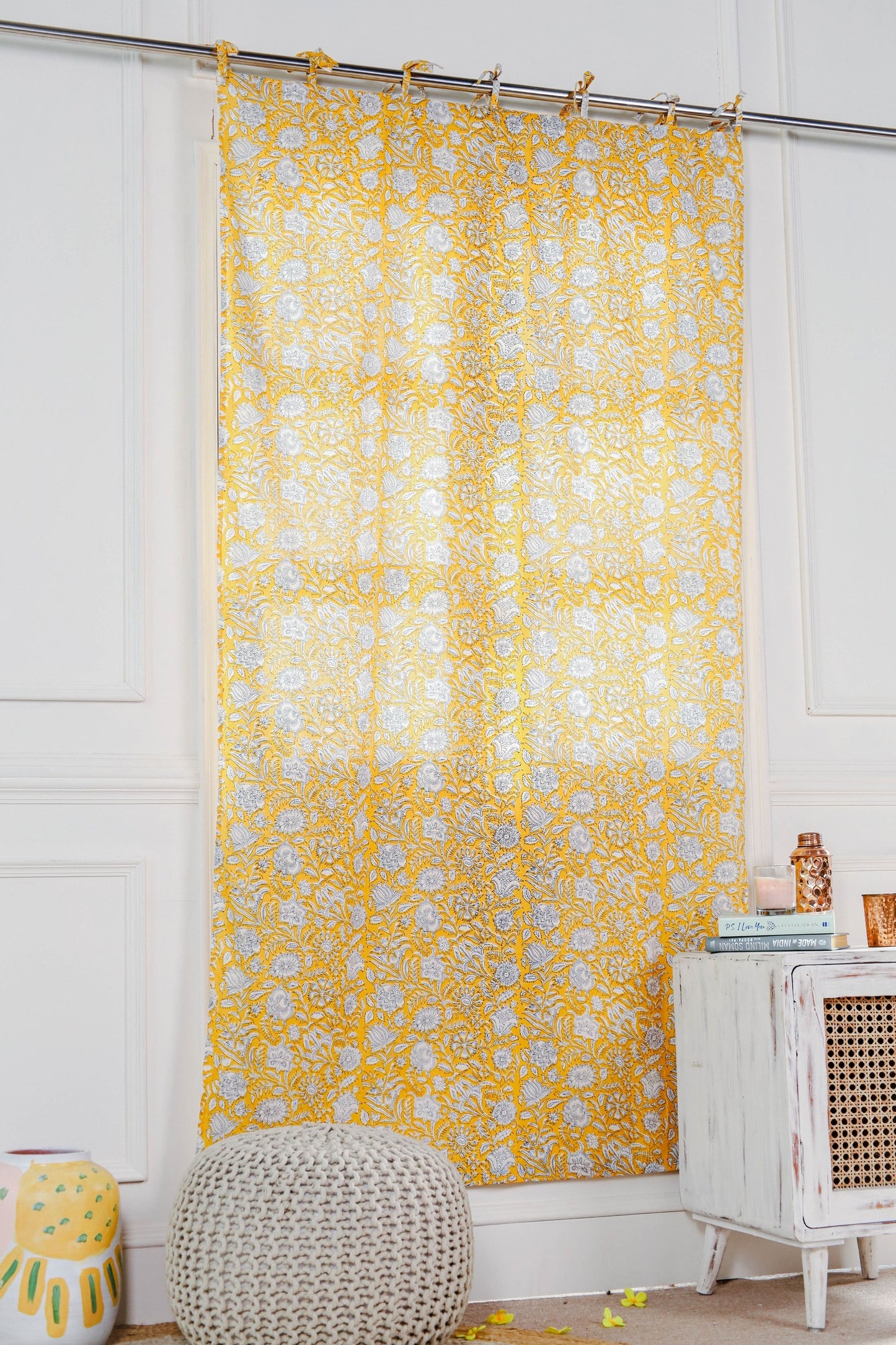 Yellow Sunshine Printed Curtain  - 1 Panel set