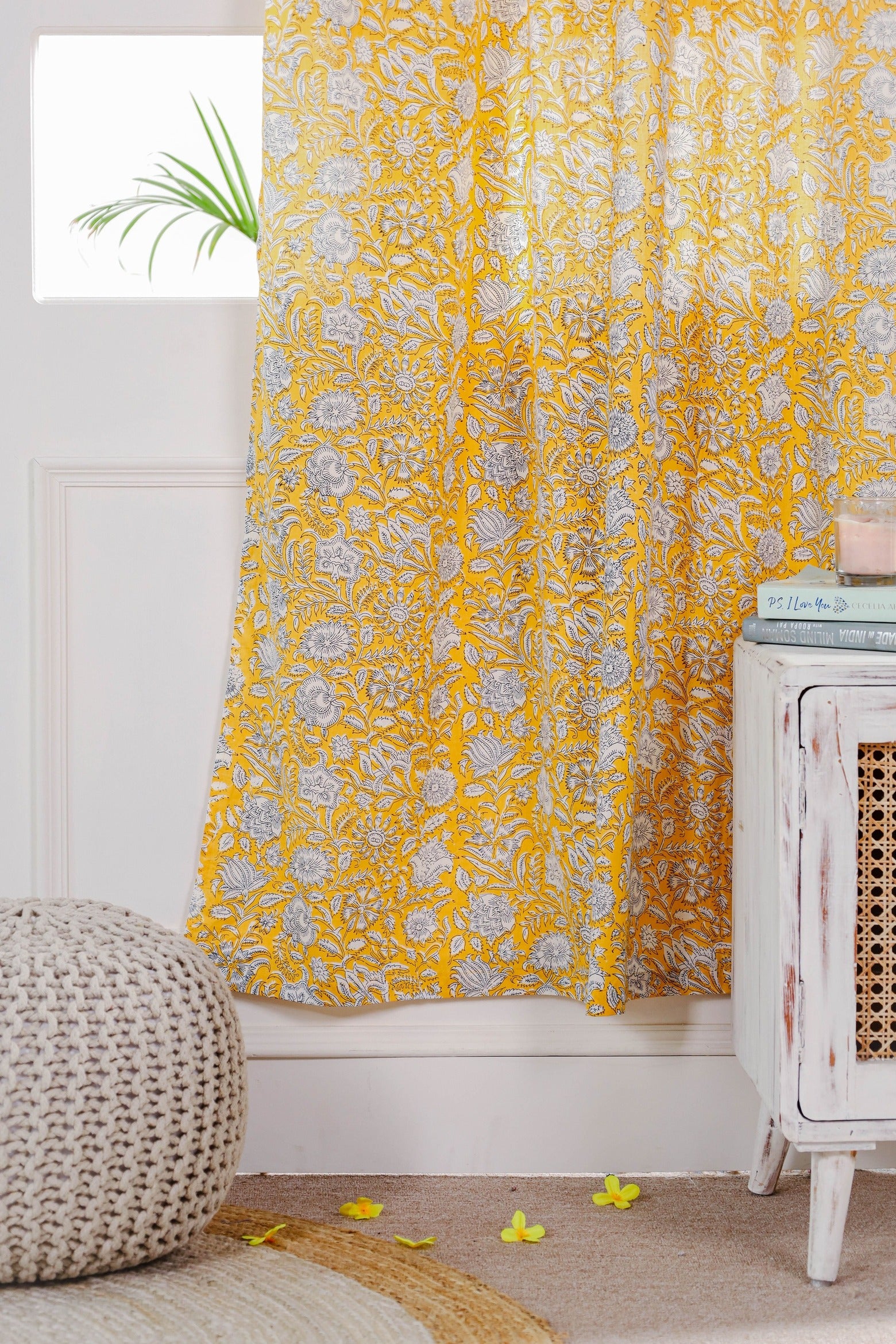 Yellow Sunshine Printed Curtain  - 1 Panel set