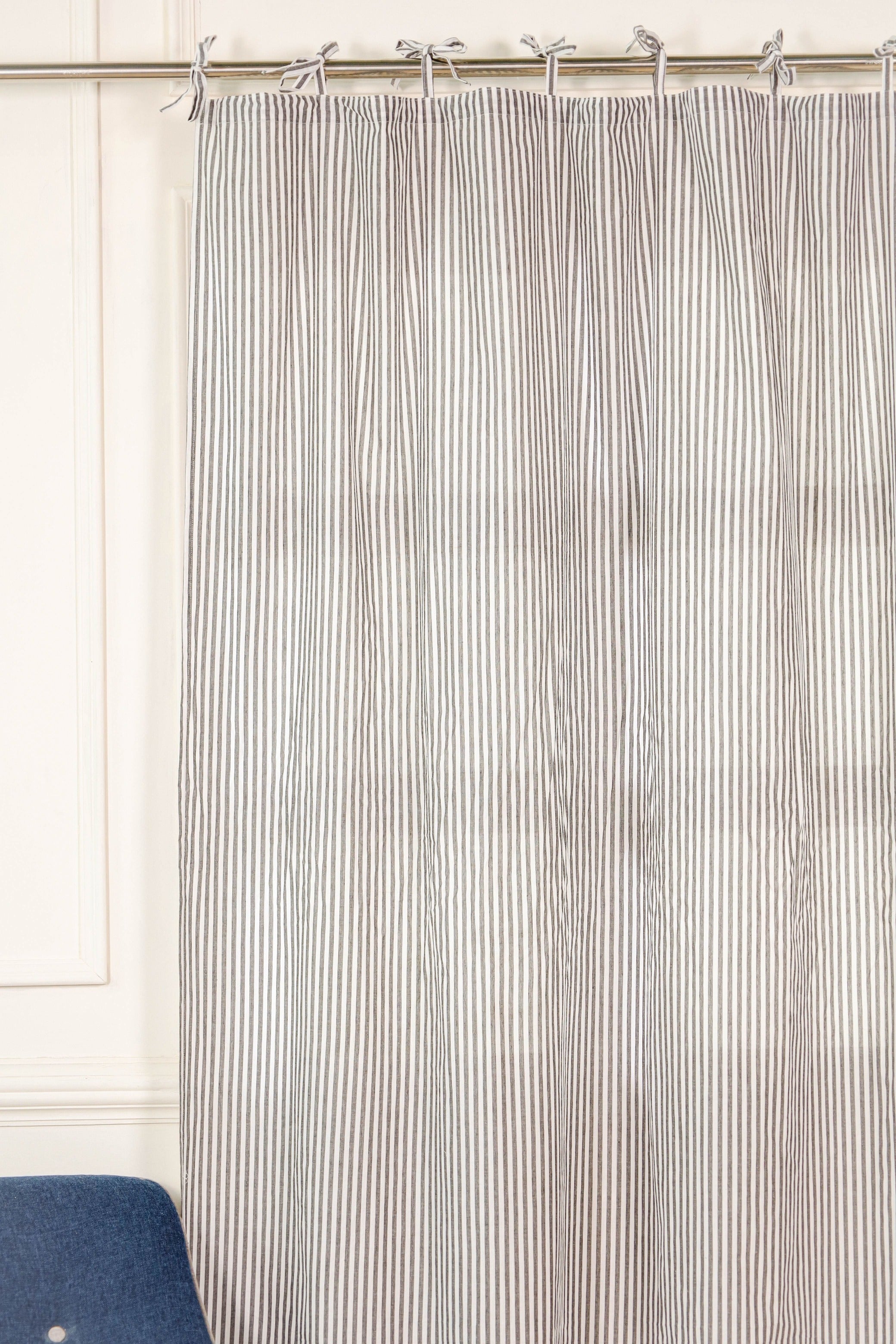 Grey and White Striped Curtain 1 Panel Set