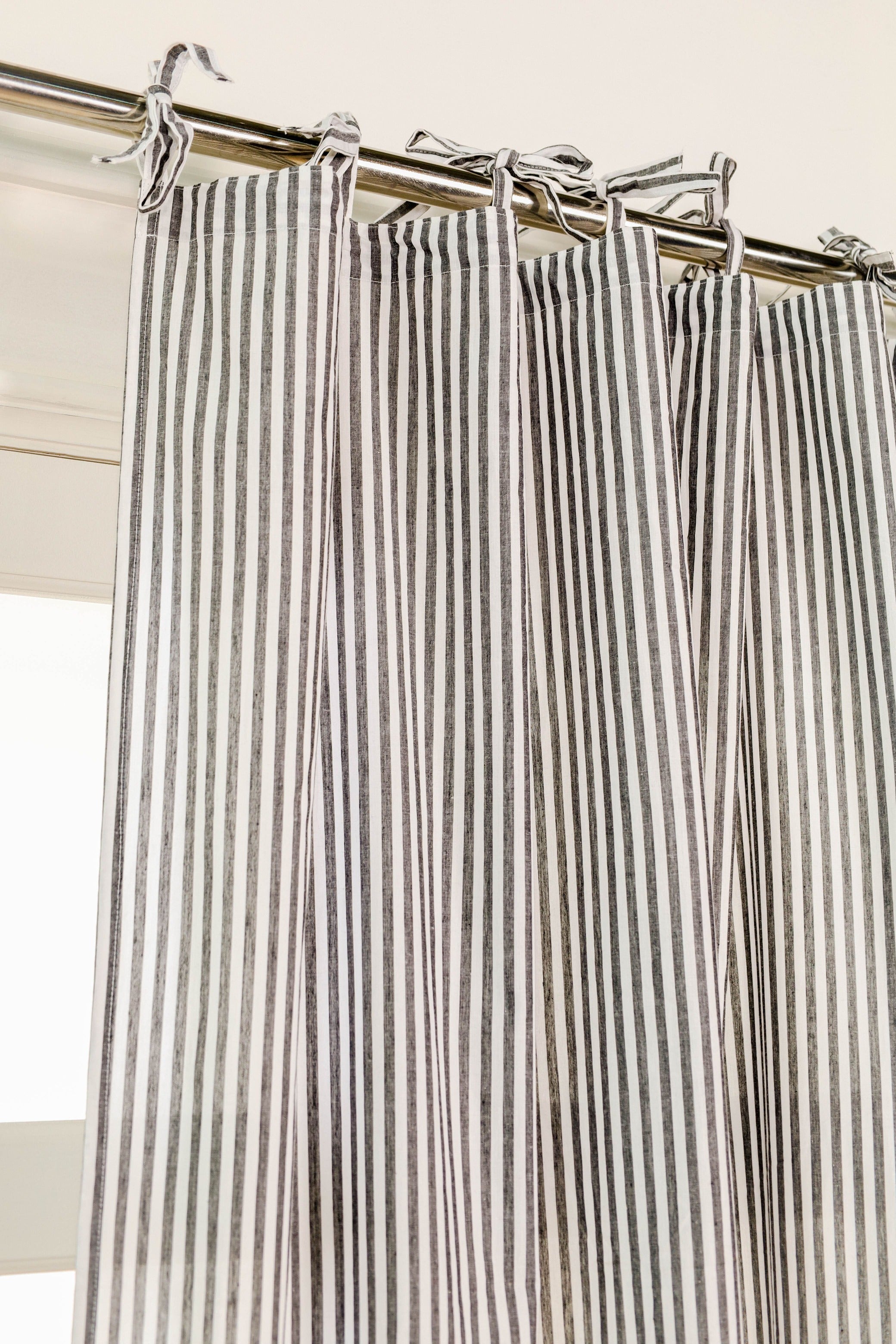 Grey and White Striped Curtain 1 Panel Set