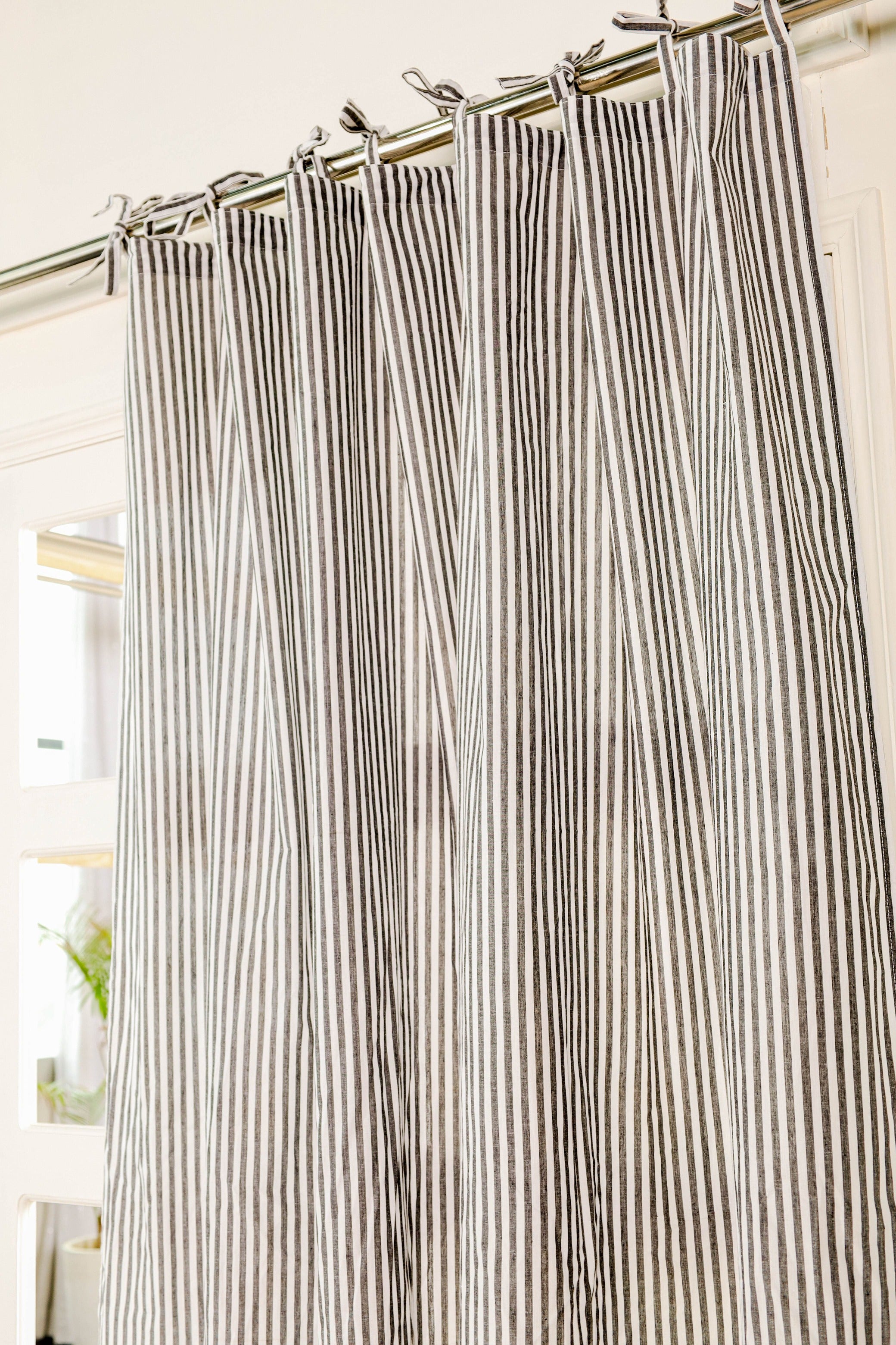 Grey and White Striped Curtain 1 Panel Set