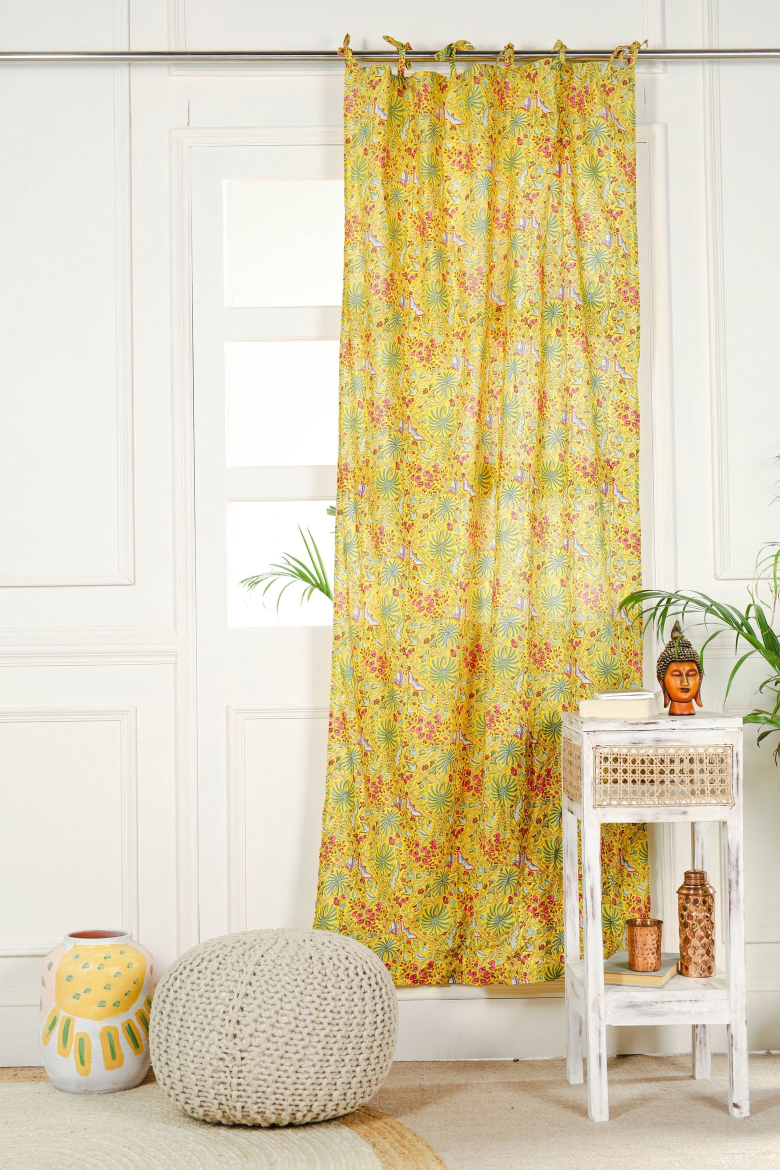 Multicolored Floral Printed Curtain 1 Panel Set