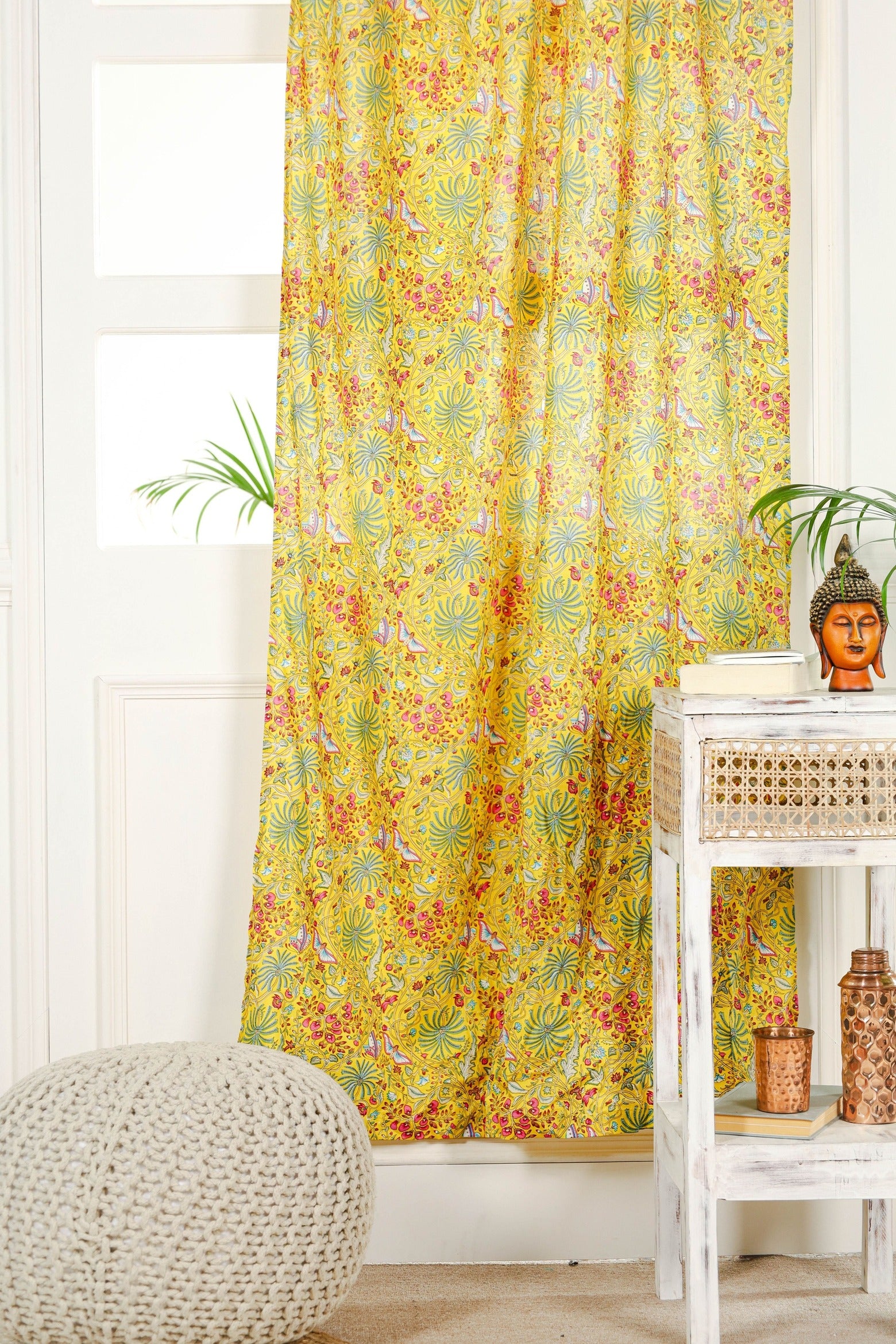 Multicolored Floral Printed Curtain 1 Panel Set