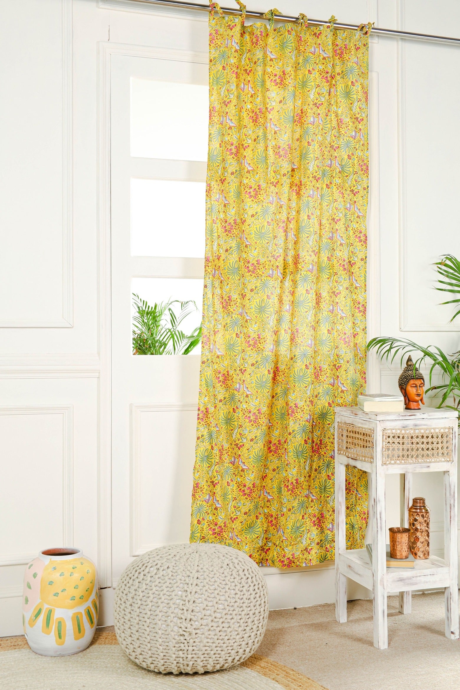 Multicolored Floral Printed Curtain 1 Panel Set